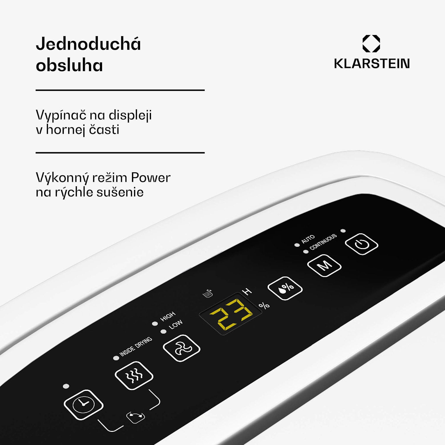 DryFy 20L odvlhčovač, 20 l/deň, 50m², 230 m³/h, časovač, nádrž na vodu, mobilný 