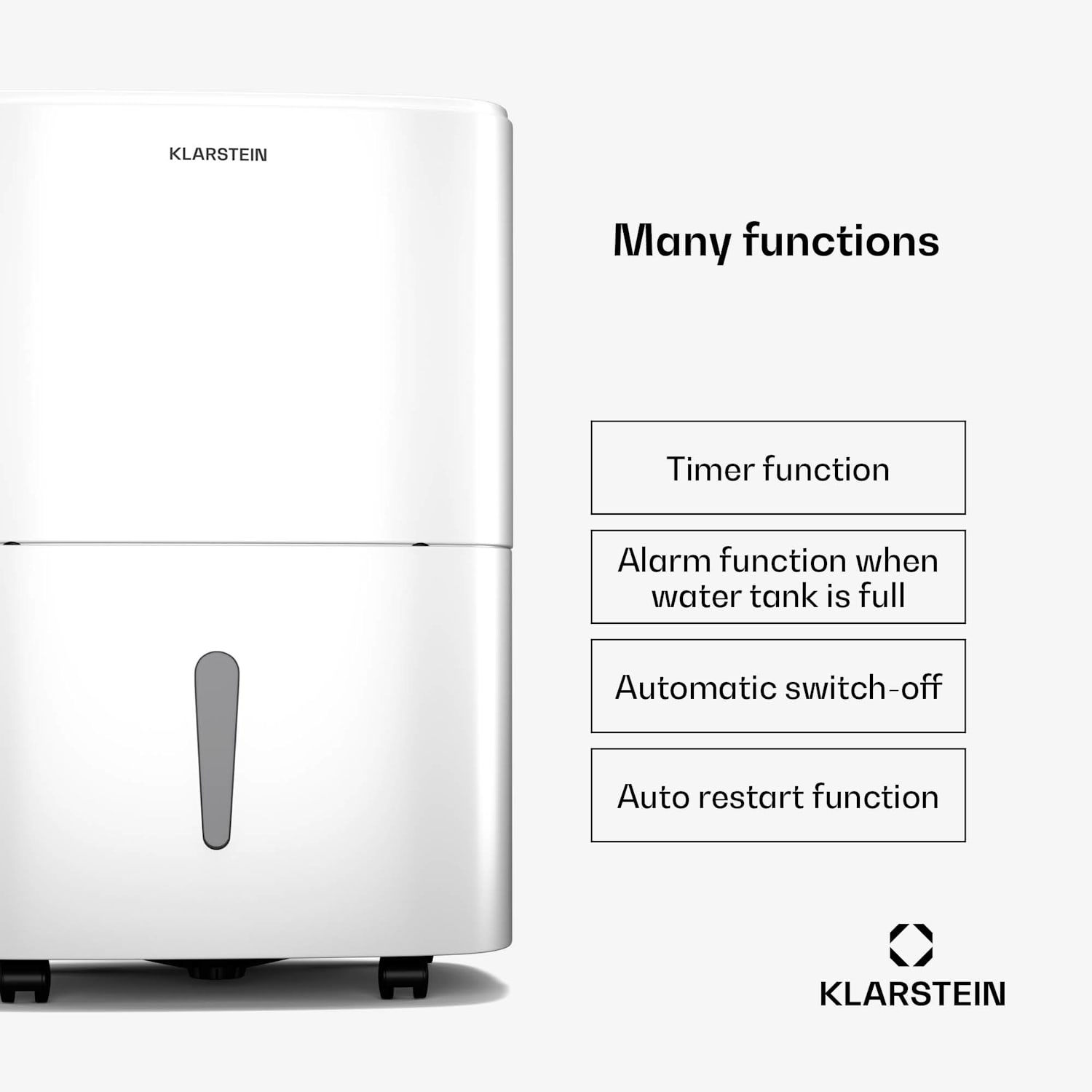 DryFy 20L dehumidifier | 20 L/day | 22 m² | 230 m³/h | timer | water tank | transportable 