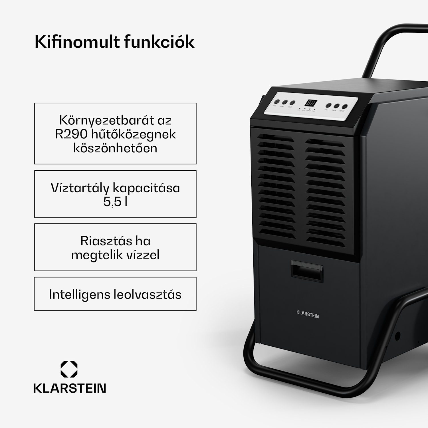 DuraDry 50L páramentesítő, 50 l/nap, 50-80 m², rozsdamentes acél, mobil, 450 m³/h 50L/24h | Antracit