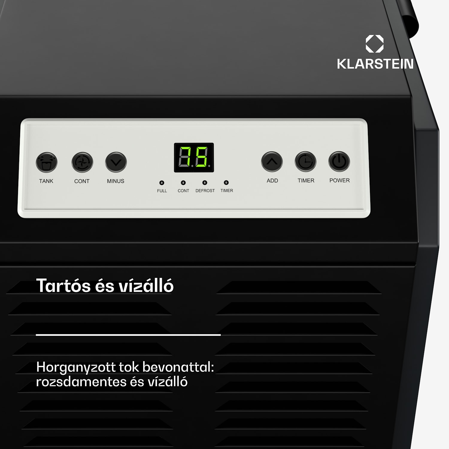 DuraDry 50L páramentesítő, 50 l/nap, 50-80 m², rozsdamentes acél, mobil, 450 m³/h 50L/24h | Antracit