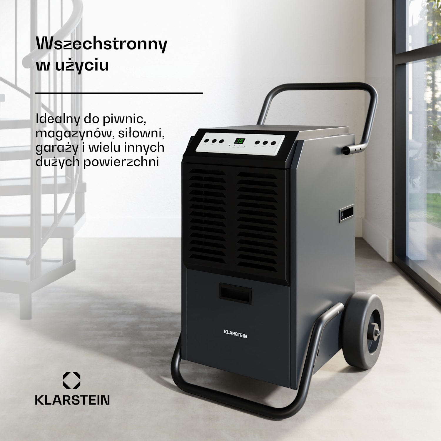 DuraDry 50L osuszacz powietrza, 50 l/doba, 50-80 m², stal nierdzewna, przenośny, 450 m³/h 50L/24h | Antracyt