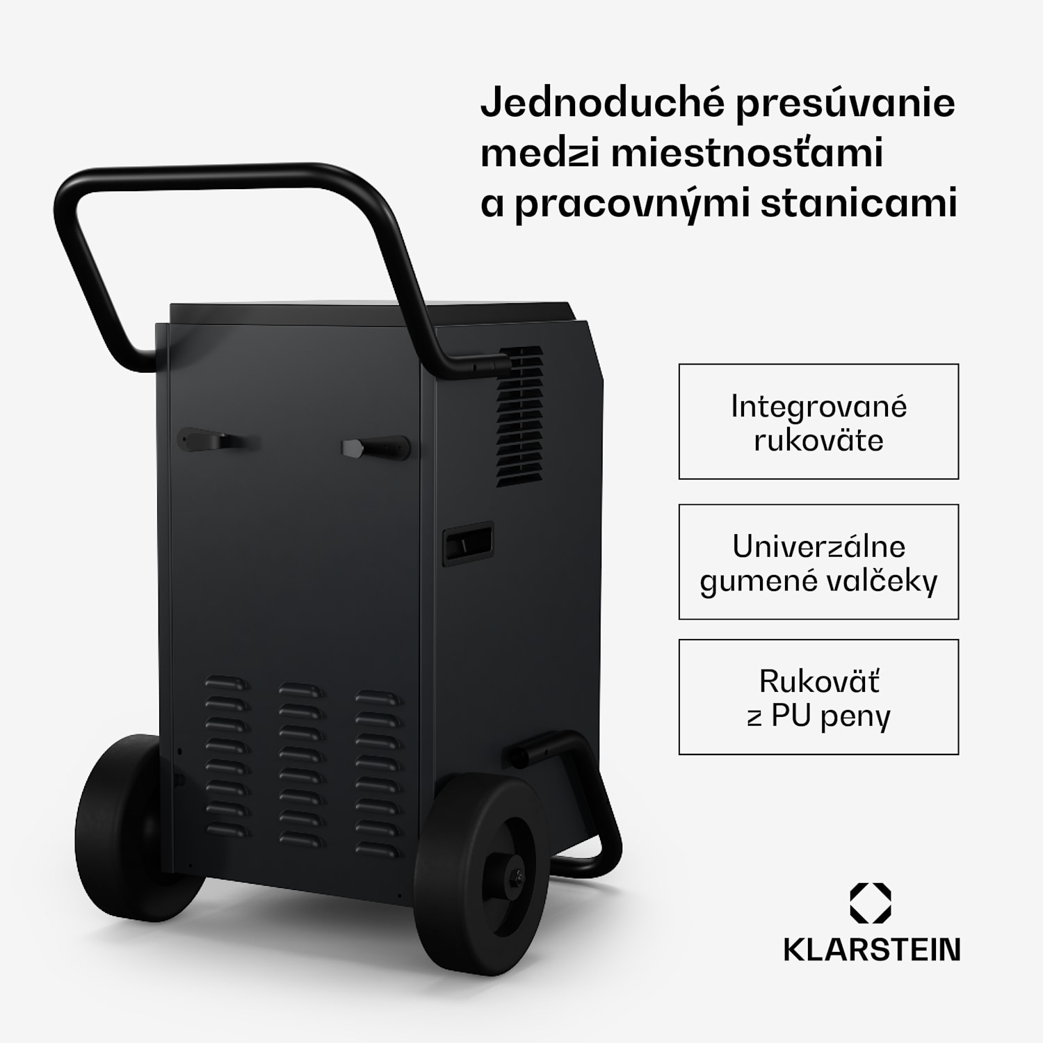 DuraDry 50L odvlhčovač vzduchu, 50 l/deň, 50-80 m², nehrdzavejúca oceľ, mobilný, 450 m³/h 50L/24h | Antracit