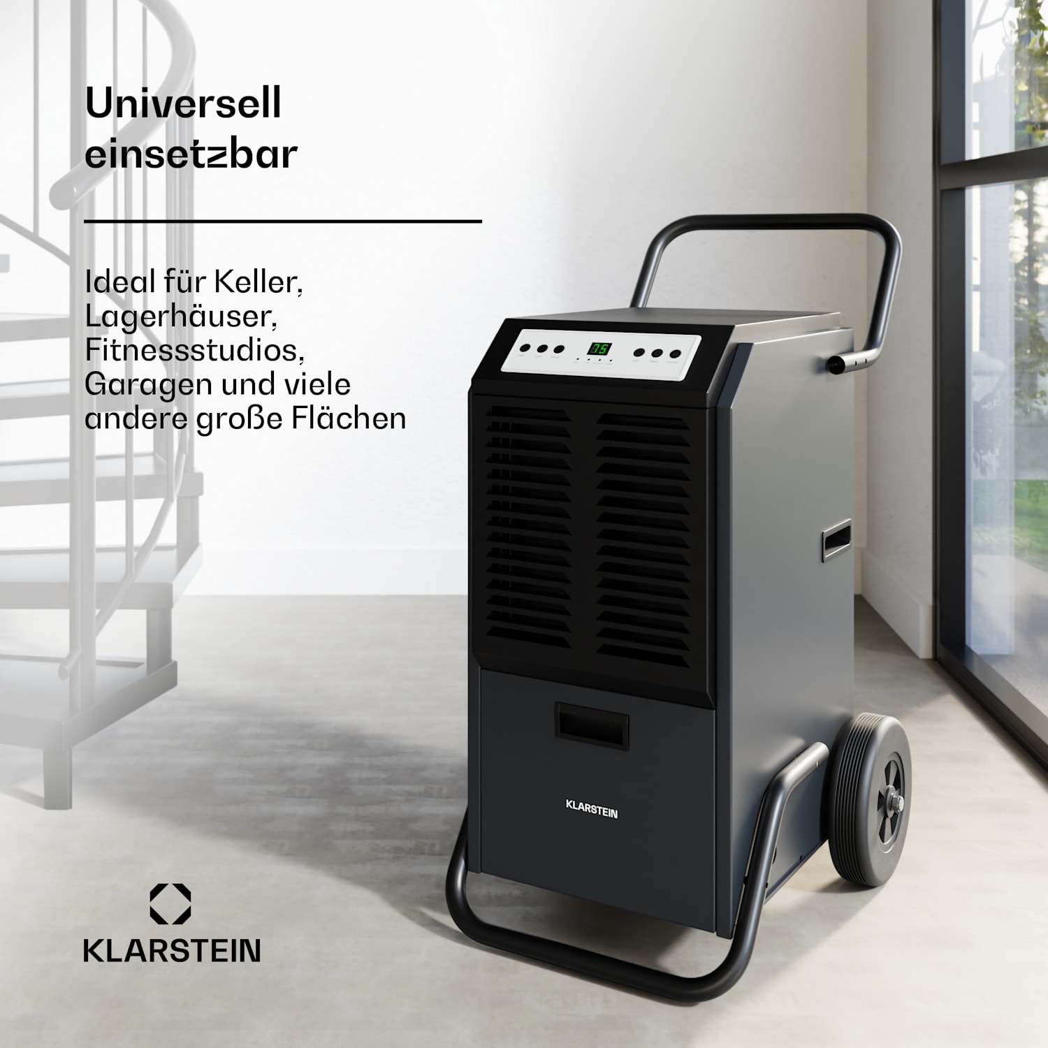 DuraDry 70L Luftentfeuchter | 70L/Tag | 60-100 m₂ | rostfrei | mobil | 450 m³/h 