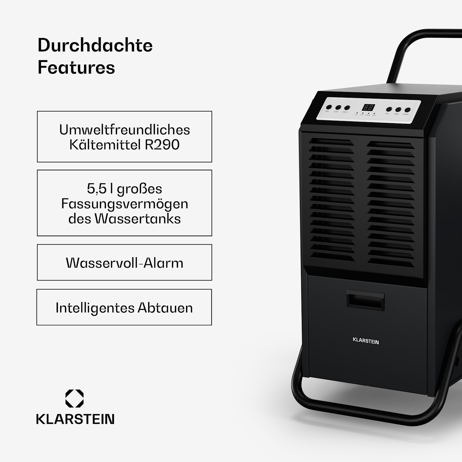 DuraDry 70L Luftentfeuchter | 70L/Tag | 60-100 m₂ | rostfrei | mobil | 450 m³/h 