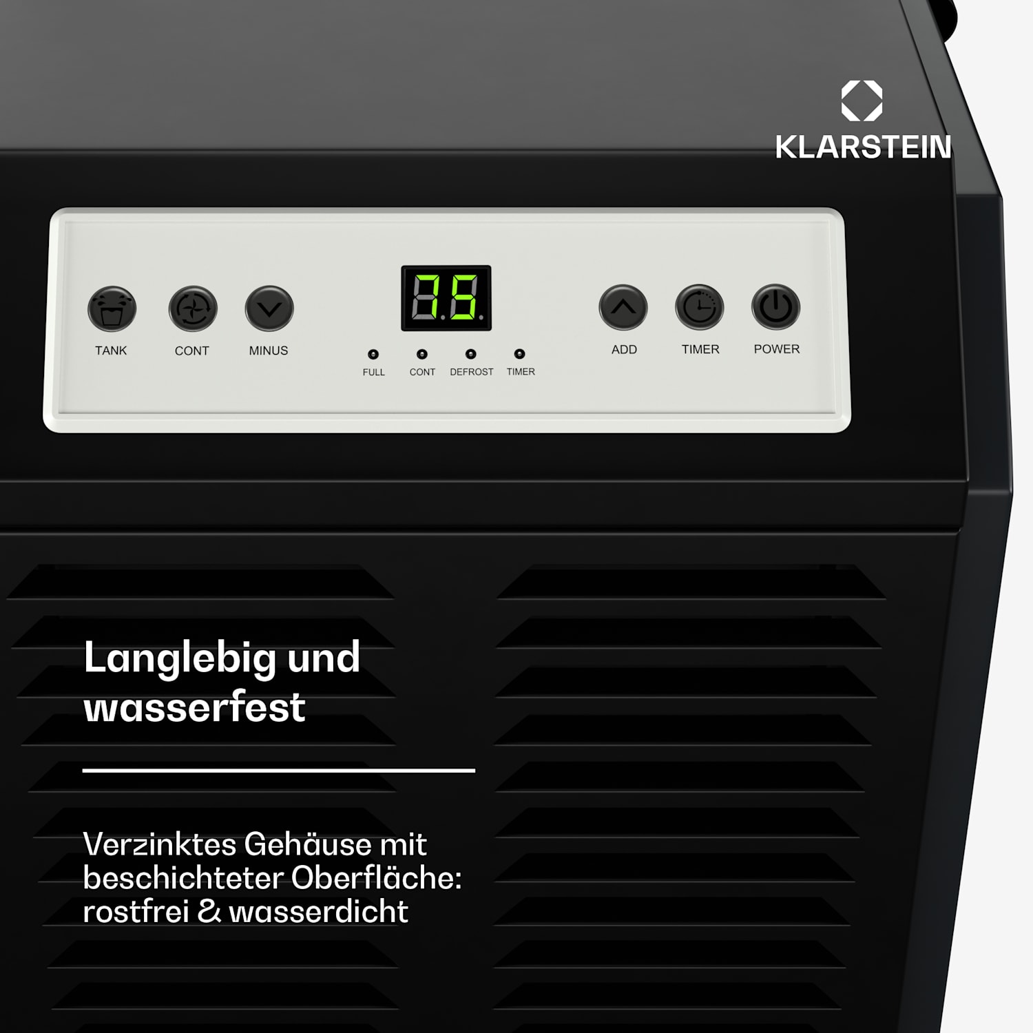 DuraDry 70L Luftentfeuchter | 70L/Tag | 60-100 m₂ | rostfrei | mobil | 450 m³/h 