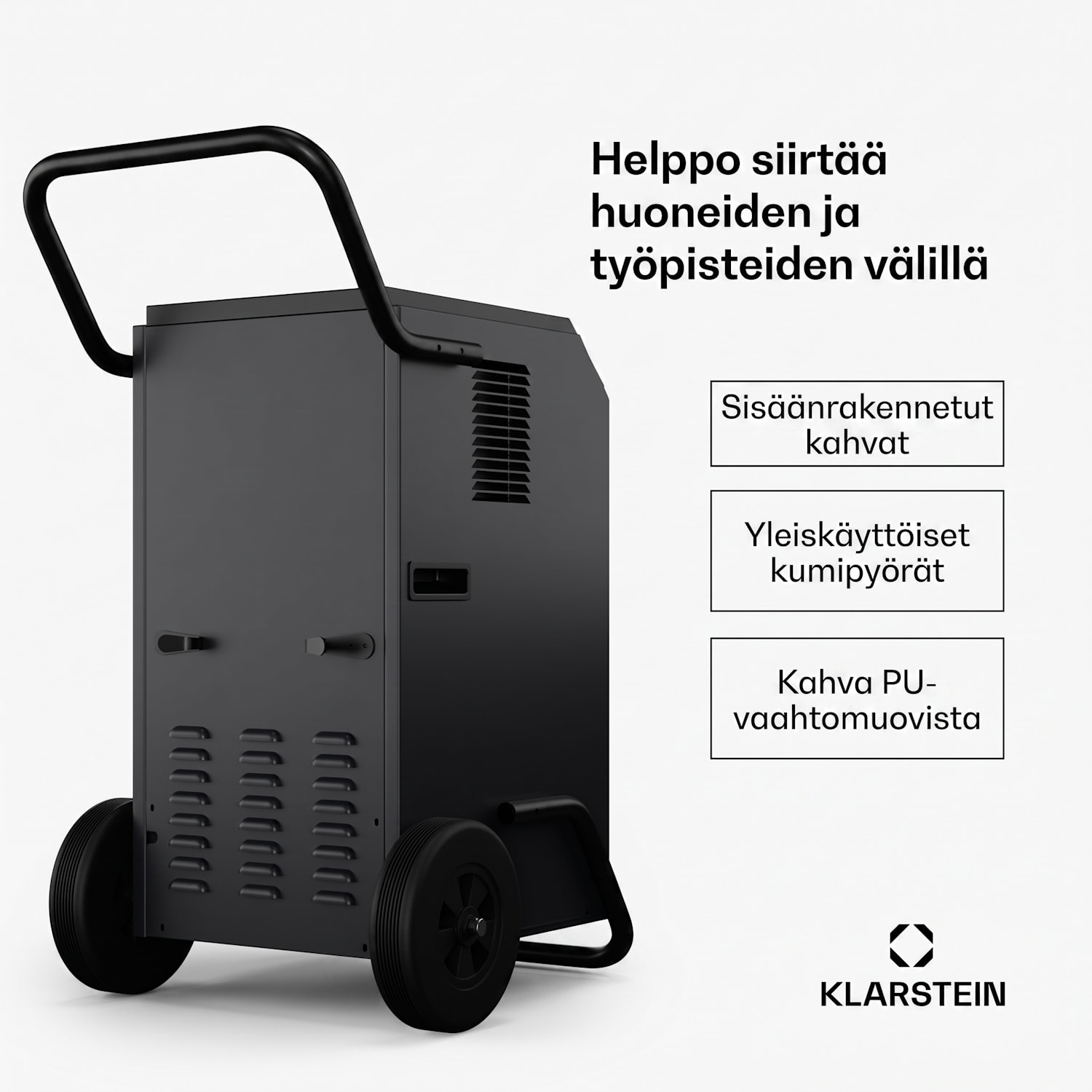 DuraDry 70L -ilmankuivain | 70 l/vrk | 140 m² | ruostumaton | siirrettävä | 450 m³/h 70L/24h | Antrasiitti