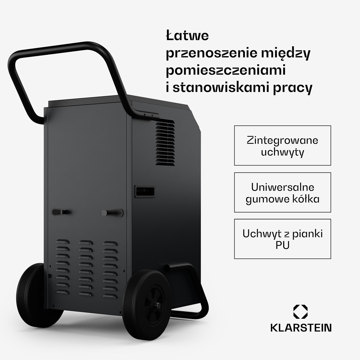 DuraDry 70L osuszacz powietrza, 70 l/doba, 60-100 m², stal nierdzewna, przenośny, 450 m³/h 70L/24h | Antracyt