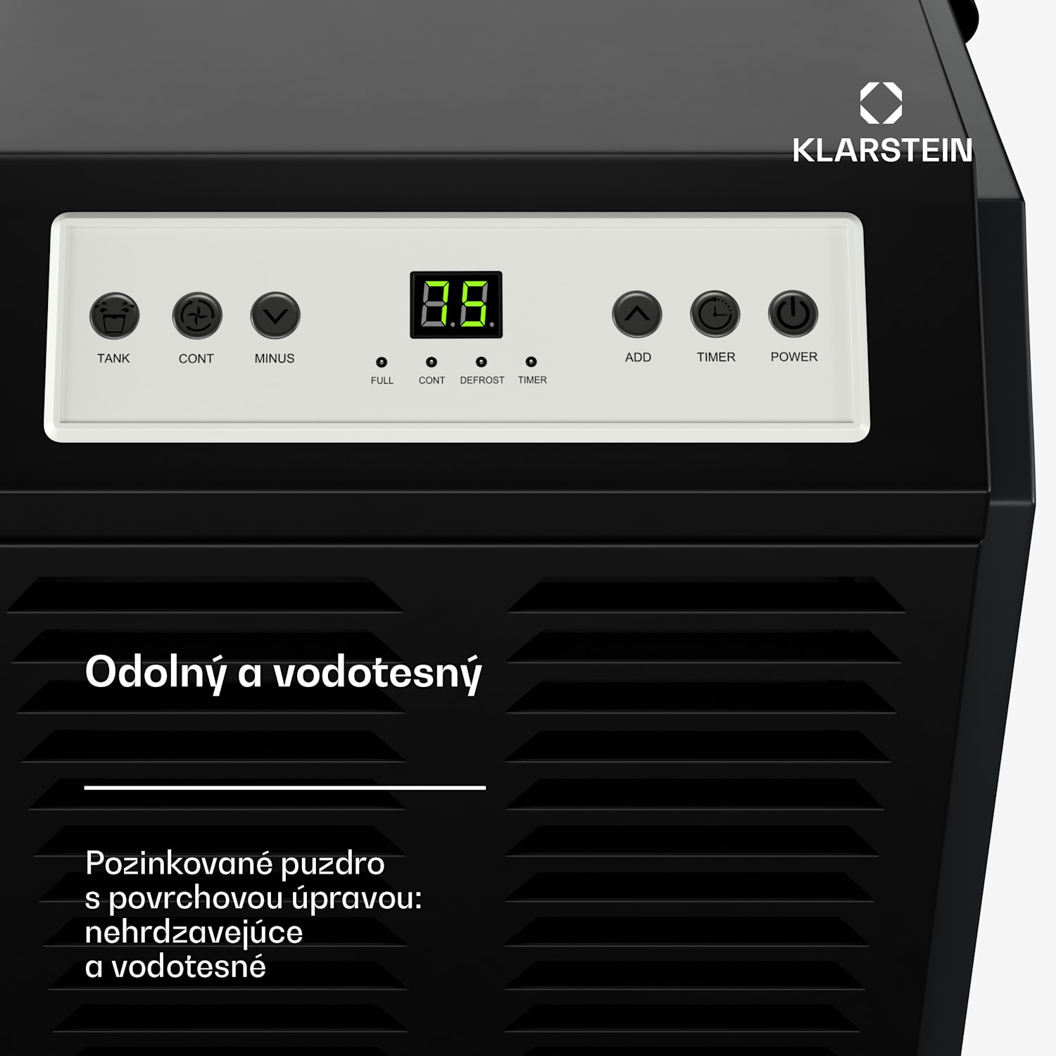 DuraDry 70L odvlhčovač vzduchu, 70 l/deň, 60-100 m², nehrdzavejúca oceľ, mobilný, 450 m³/h 70L/24h | Antracit