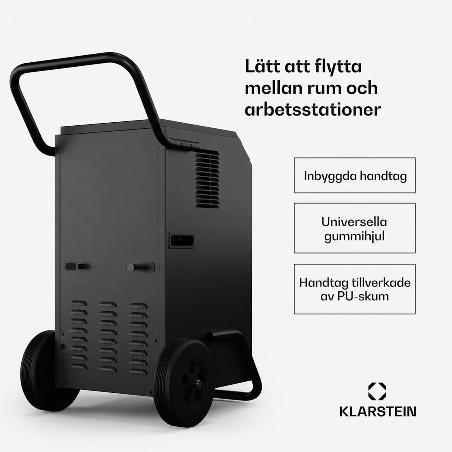 DuraDry 70L luftavfuktare | 70L/dag | 140 m2 | rostfri | mobil | 450 m³/h 70 L / 24 h | Antracit