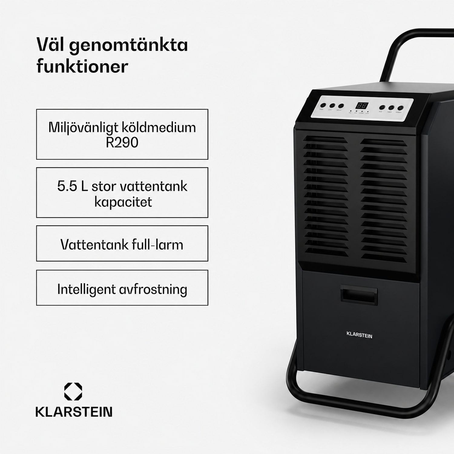 DuraDry 70L luftavfuktare | 70L/dag | 140 m2 | rostfri | mobil | 450 m³/h 70 L / 24 h | Antracit