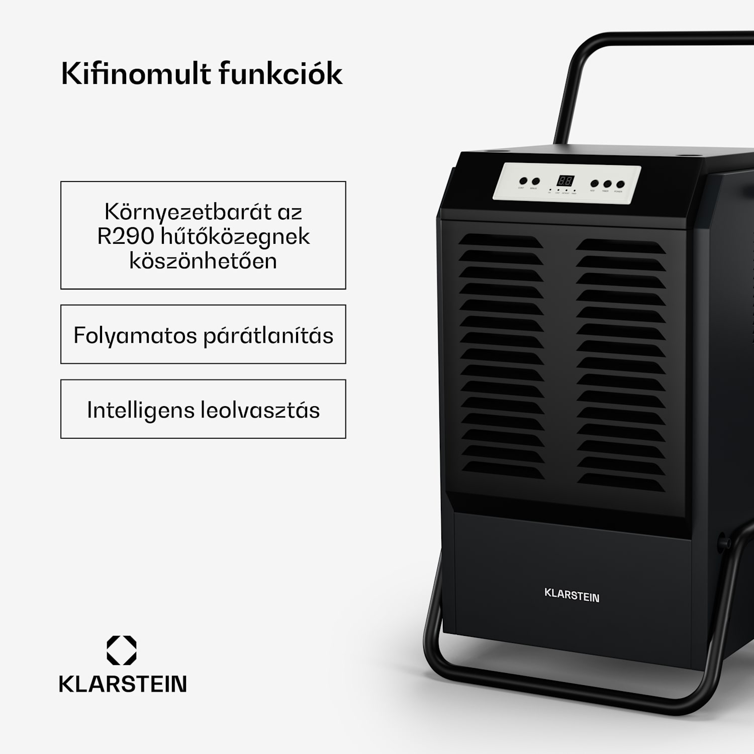 DuraDry 90L páramentesítő, 90 l/nap, 70-120 m², rozsdamentes acél, mobil, 450 m³/h 90L/24h | Antracit