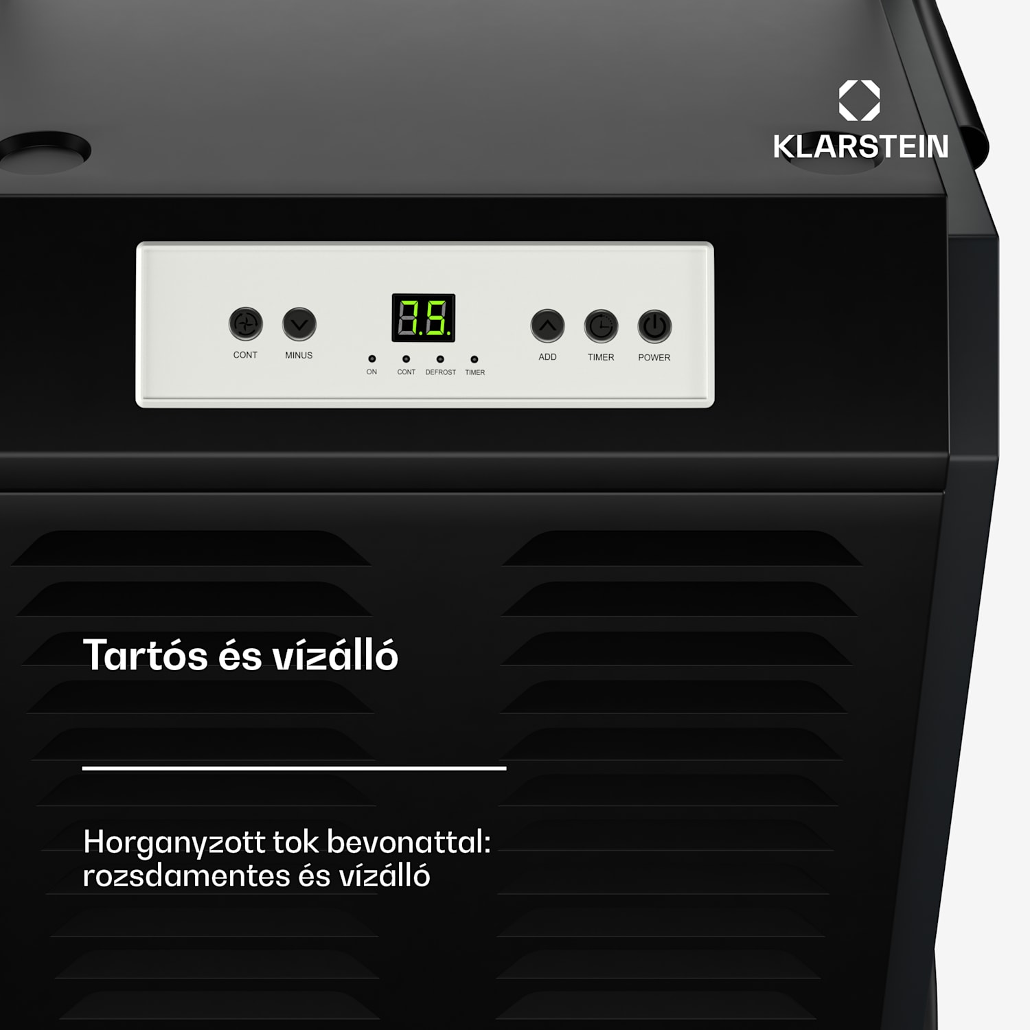 DuraDry 90L páramentesítő, 90 l/nap, 70-120 m², rozsdamentes acél, mobil, 450 m³/h 90L/24h | Antracit