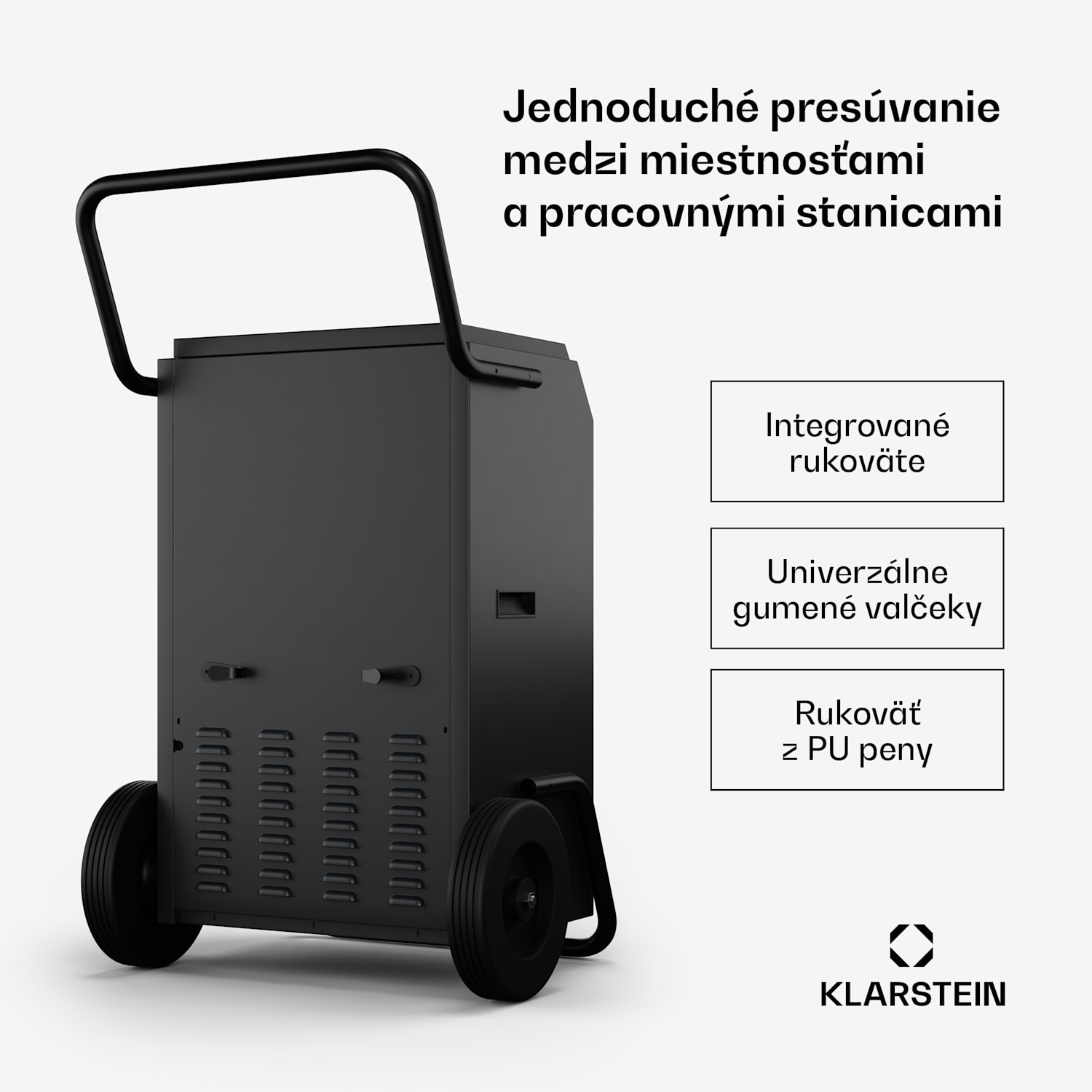 DuraDry 90L odvlhčovač vzduchu, 90 l/deň, 70-120 m², nehrdzavejúca oceľ, mobilný, 450 m³/h 90L/24h | Antracit