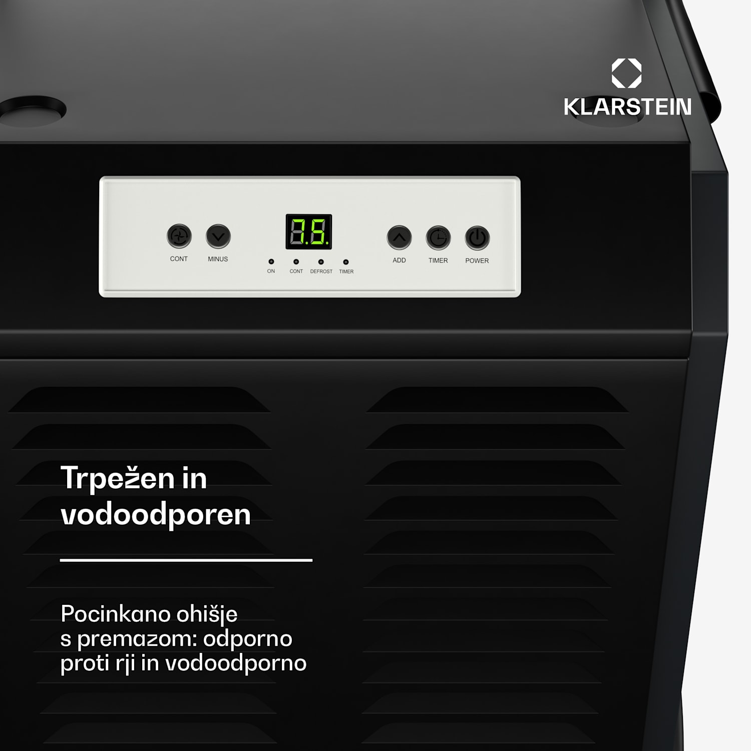 DuraDry 90L razvlaževalec, 90 l/dan, 70-120 m², nerjaveče jeklo, mobilni, 450 m³/h 90L/24h | Antracit