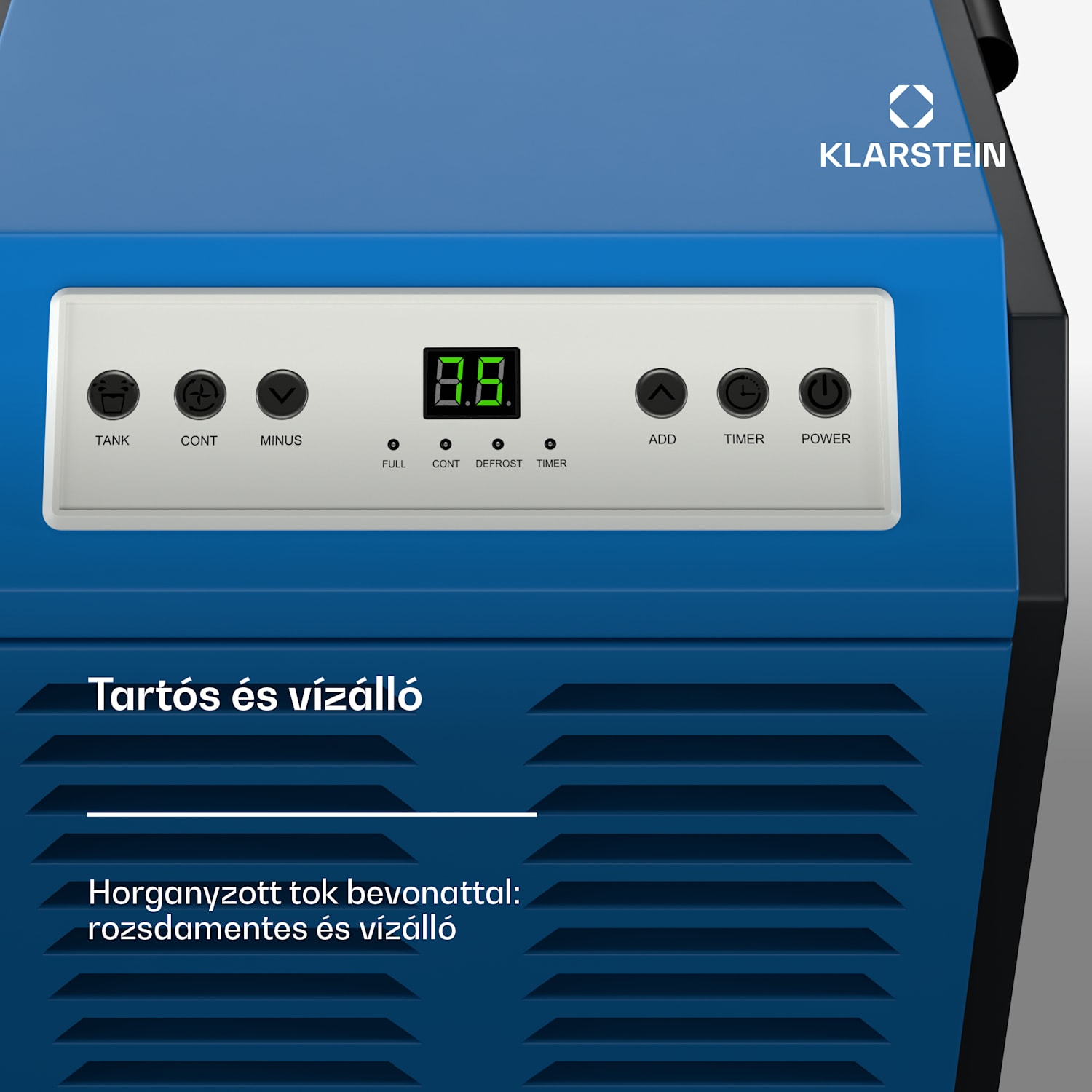 DuraDry 50L páramentesítő, 50 l/nap, 50-80 m², rozsdamentes acél, mobil, 450 m³/h 50L/24h | Kék