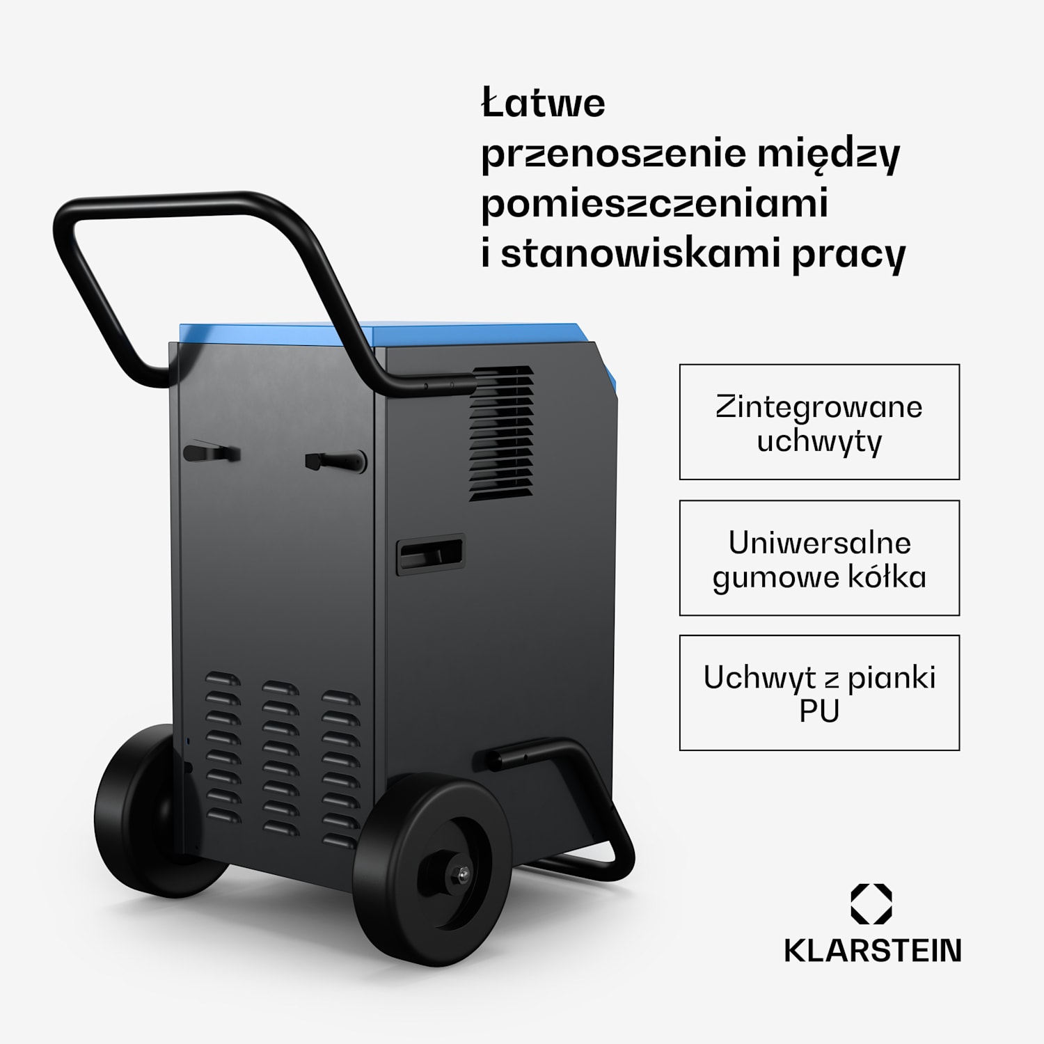 DuraDry 50L osuszacz powietrza, 50 l/doba, 50-80 m², stal nierdzewna, przenośny, 450 m³/h 50L/24h | Niebieski