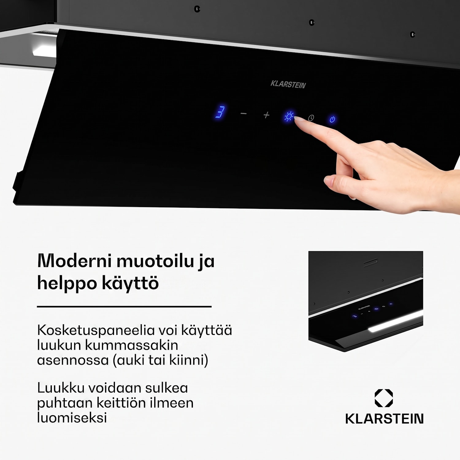 Ventimate liesituuletin | kosketusohjaus | poistoilma/kiertoilma | energiatehokkuusluokka A+ | 3 tasoa | LED | hiljainen 60 cm | Musta