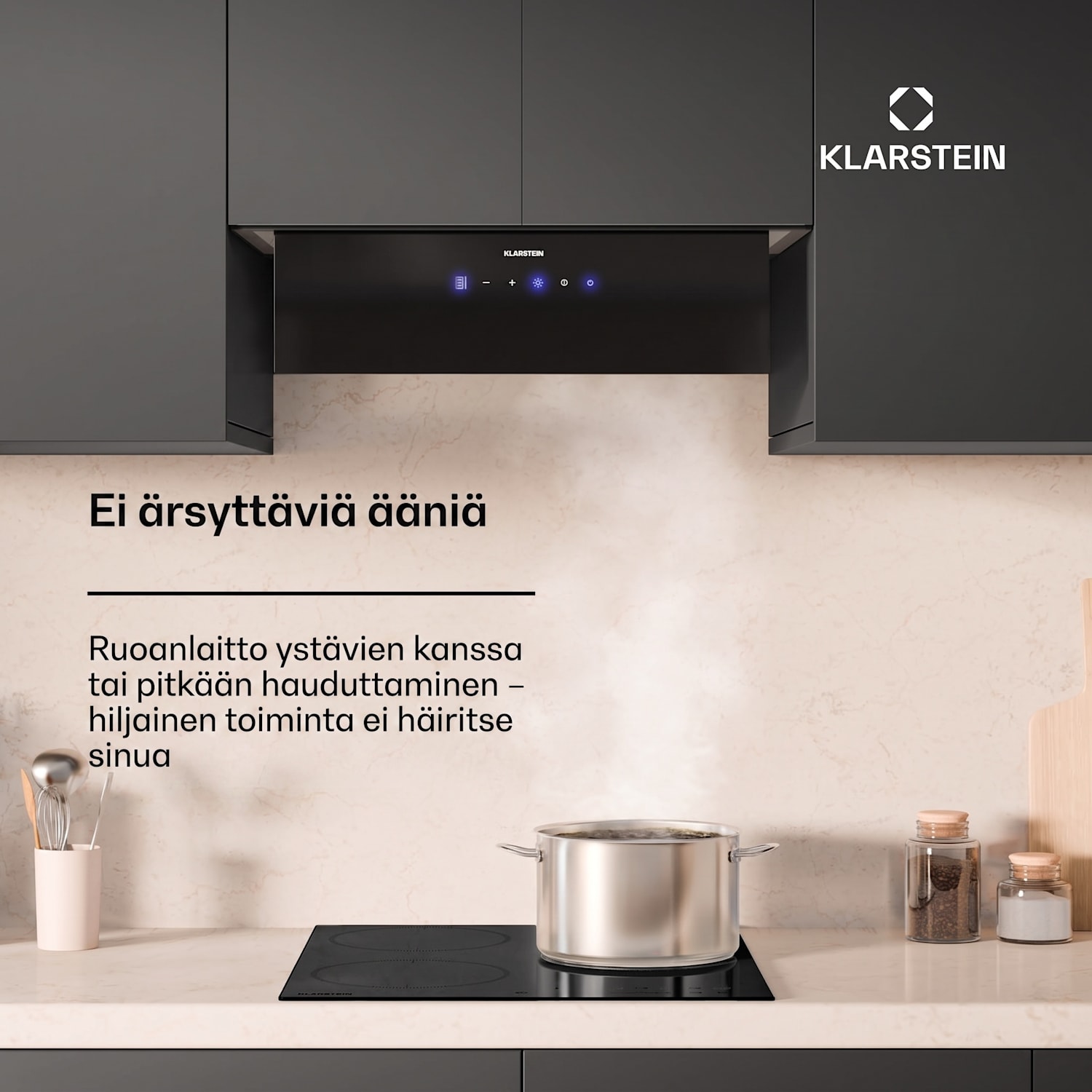 Ventimate liesituuletin | kosketusohjaus | poistoilma/kiertoilma | energiatehokkuusluokka A+ | 3 tasoa | LED | hiljainen 60 cm | Musta
