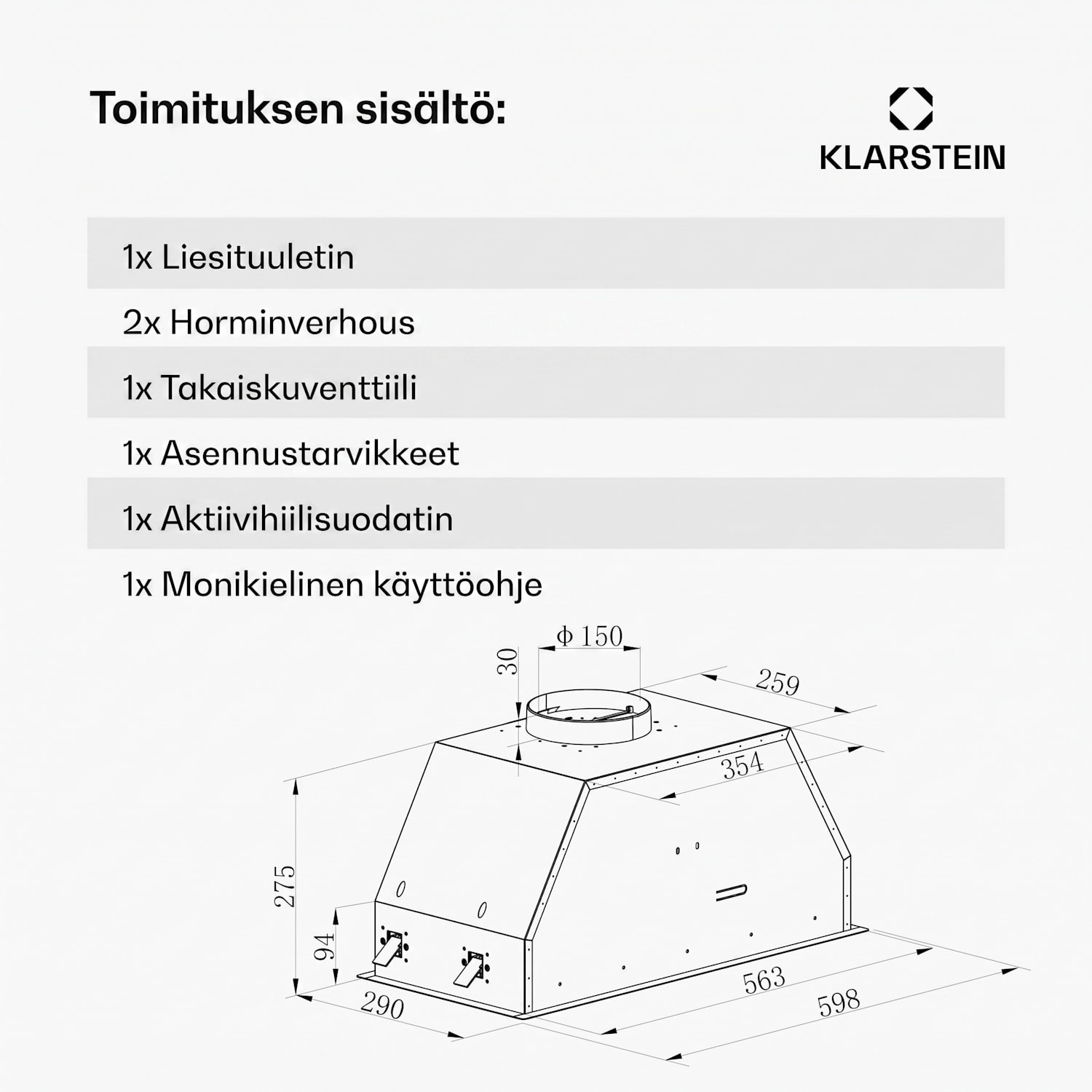 Ventimate liesituuletin | kosketusohjaus | poistoilma/kiertoilma | energiatehokkuusluokka A+ | 3 tasoa | LED | hiljainen 60 cm | Musta