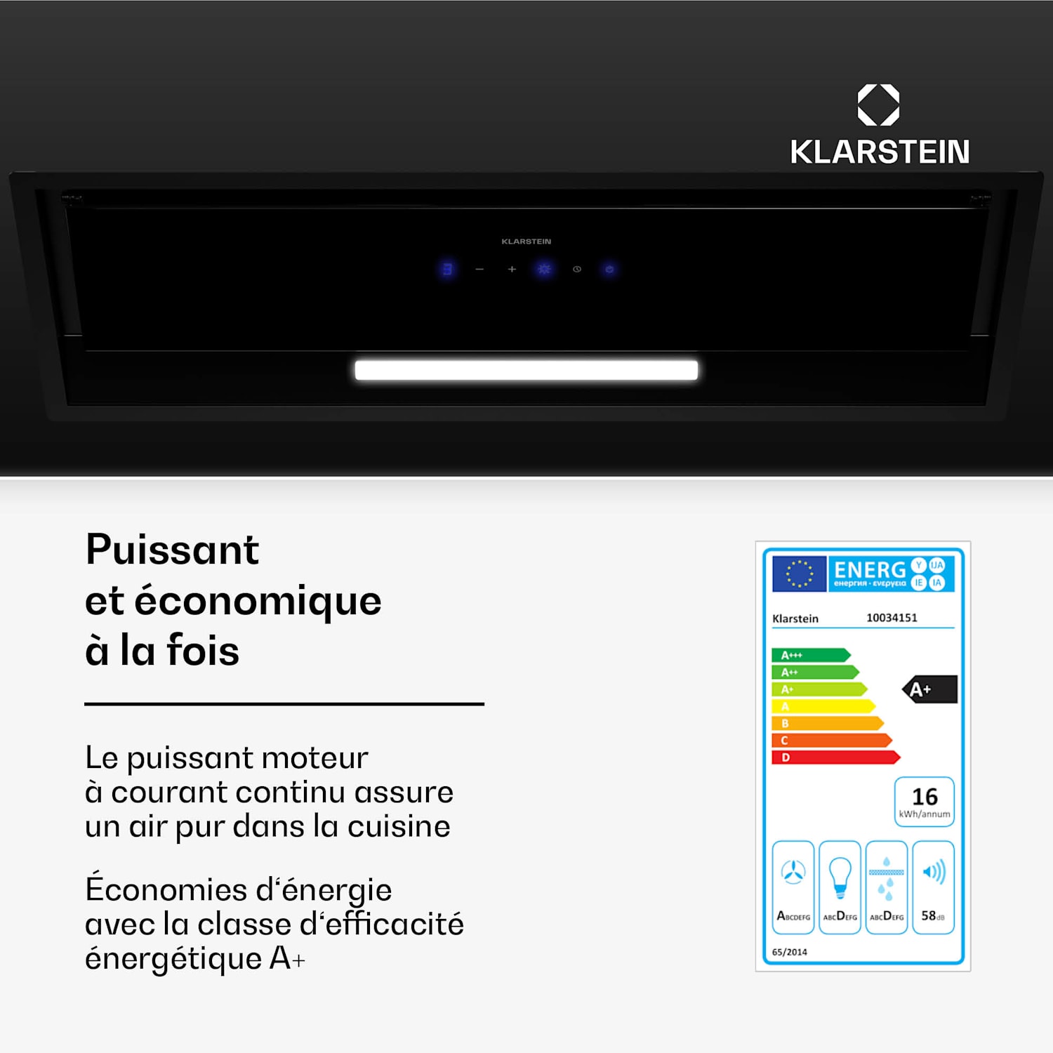 Ventimate afzuigkap | touch bediening | afvoer/recirculatie | EEK A+ | 3 standen | LED | stil 85 cm | Zwart