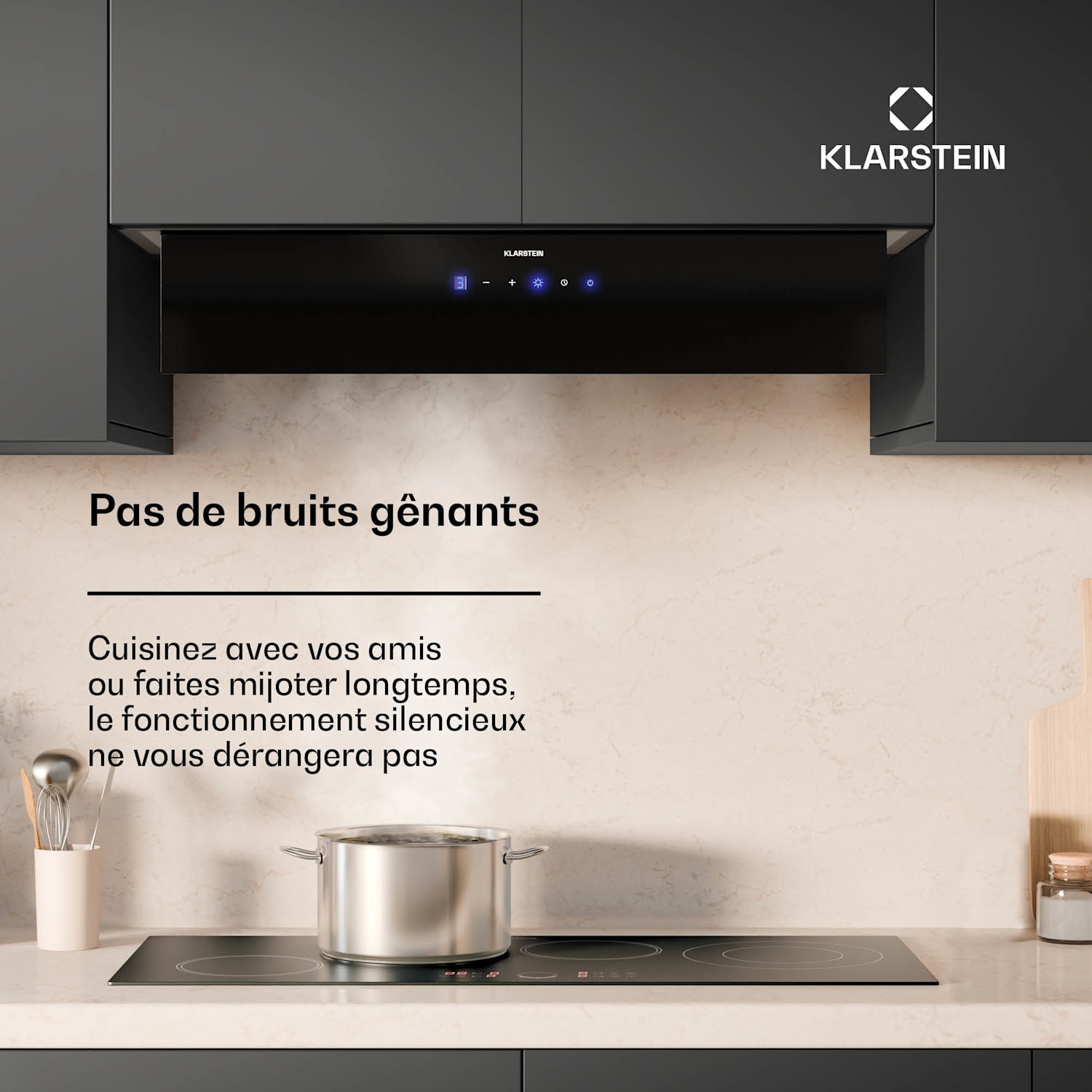 Ventimate afzuigkap | touch bediening | afvoer/recirculatie | EEK A+ | 3 standen | LED | stil 85 cm | Zwart