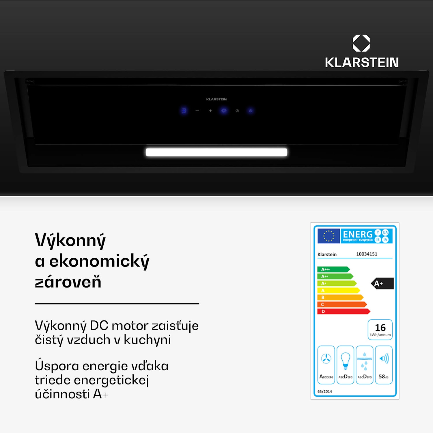 Ventimate digestor, dotykové ovládanie, odsávanie/recirkulácia, EEK A+, 3 úrovne, LED, tichý 85 cm | Čierna