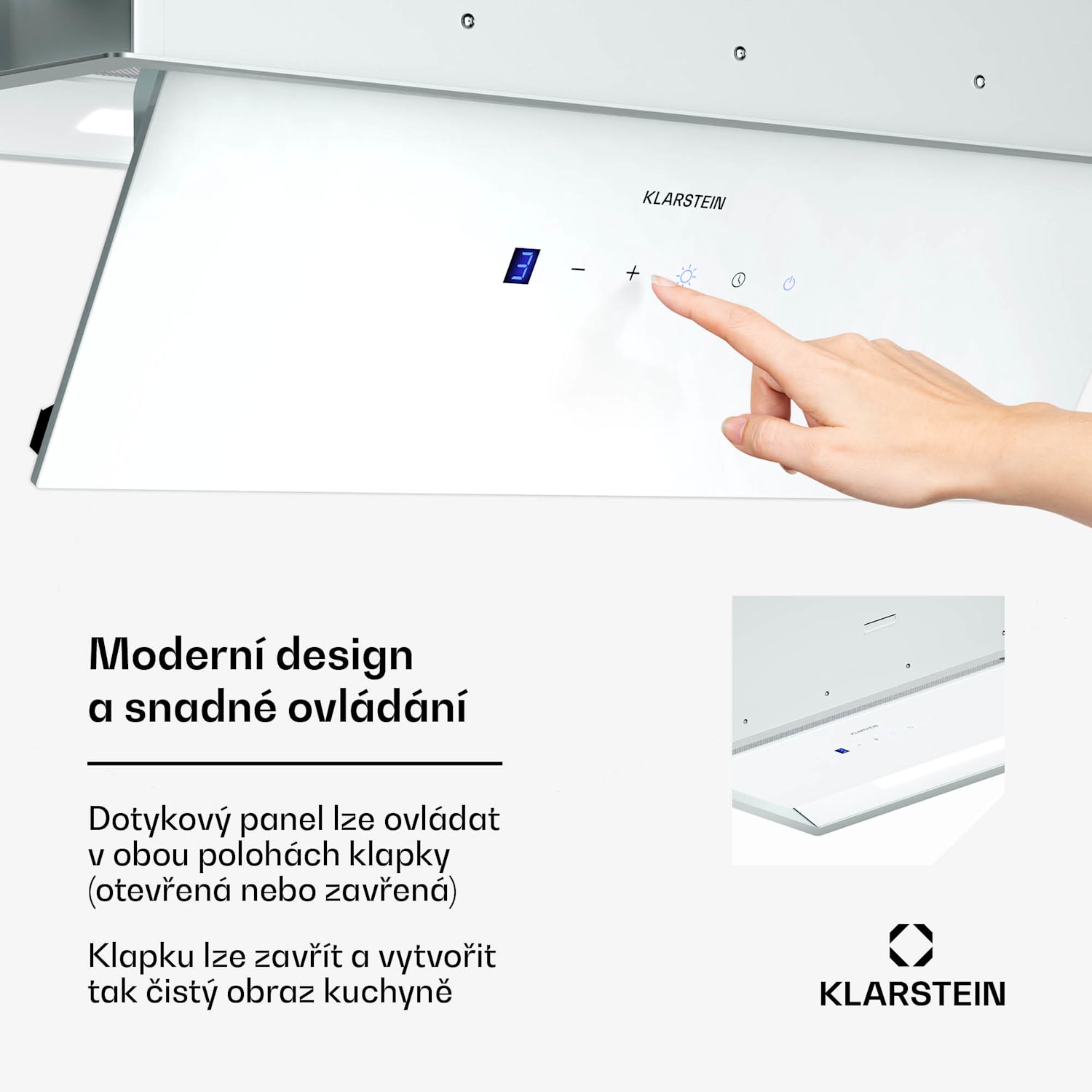 Ventimate digestoř, dotykové ovládání, odsávání/recirkulace, EEK A+, 3 úrovně, LED, tichý 60 cm | Bílá