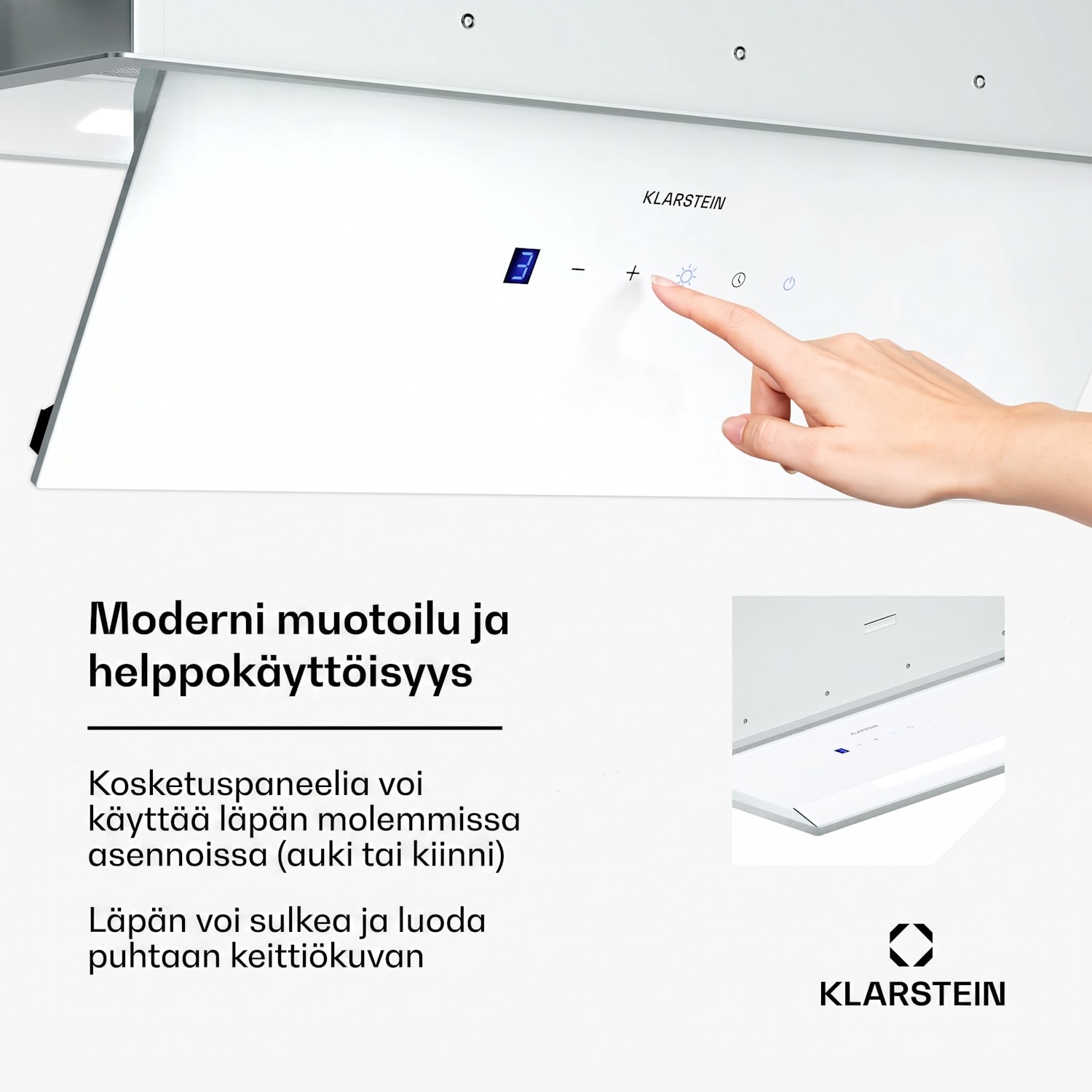 Ventimate liesituuletin | kosketusohjaus | poistoilma/kiertoilma | energiatehokkuusluokka A+ | 3 tasoa | LED | hiljainen 60 cm | Valkoinen