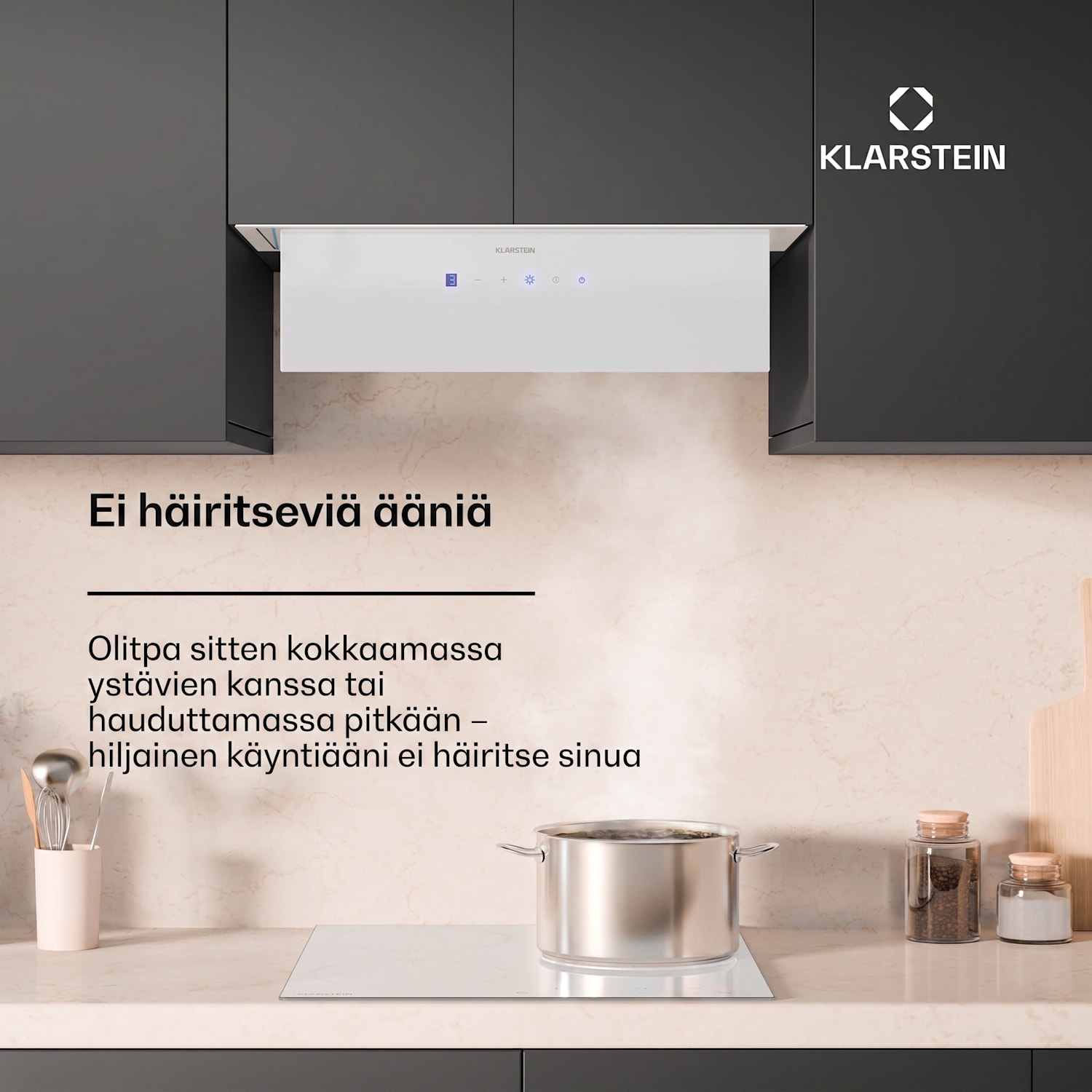 Ventimate liesituuletin | kosketusohjaus | poistoilma/kiertoilma | energiatehokkuusluokka A+ | 3 tasoa | LED | hiljainen 60 cm | Valkoinen