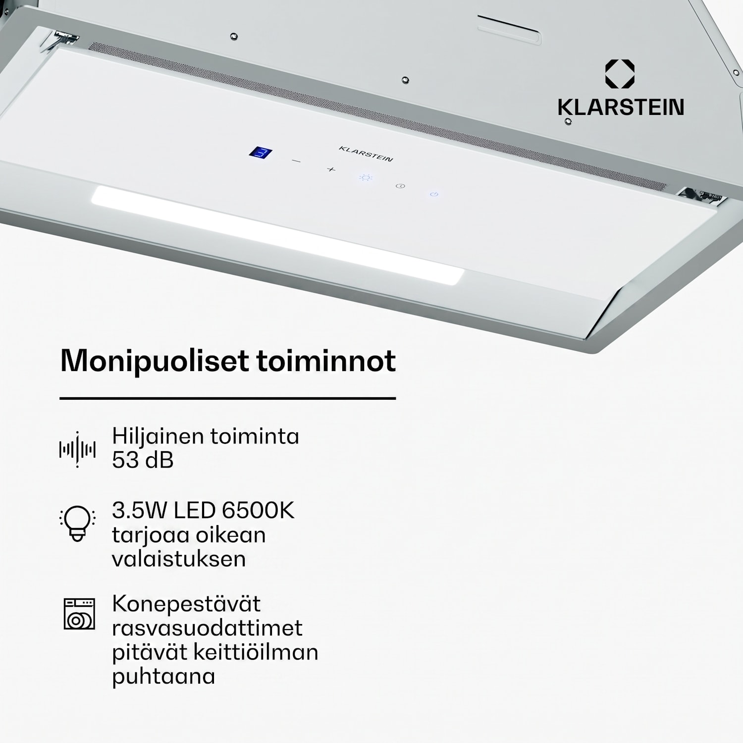 Ventimate liesituuletin | kosketusohjaus | poistoilma/kiertoilma | energiatehokkuusluokka A+ | 3 tasoa | LED | hiljainen 60 cm | Valkoinen