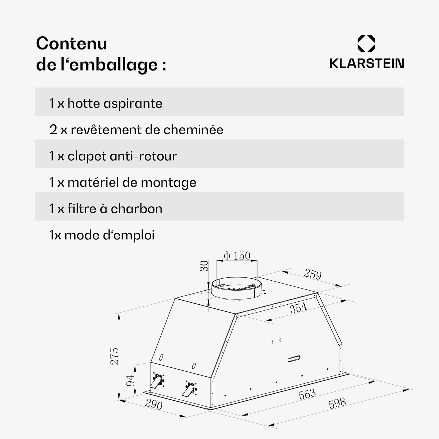 Ventimate afzuigkap | touch bediening | afvoer/recirculatie | EEK A+ | 3 standen | LED | stil 60 cm | Wit