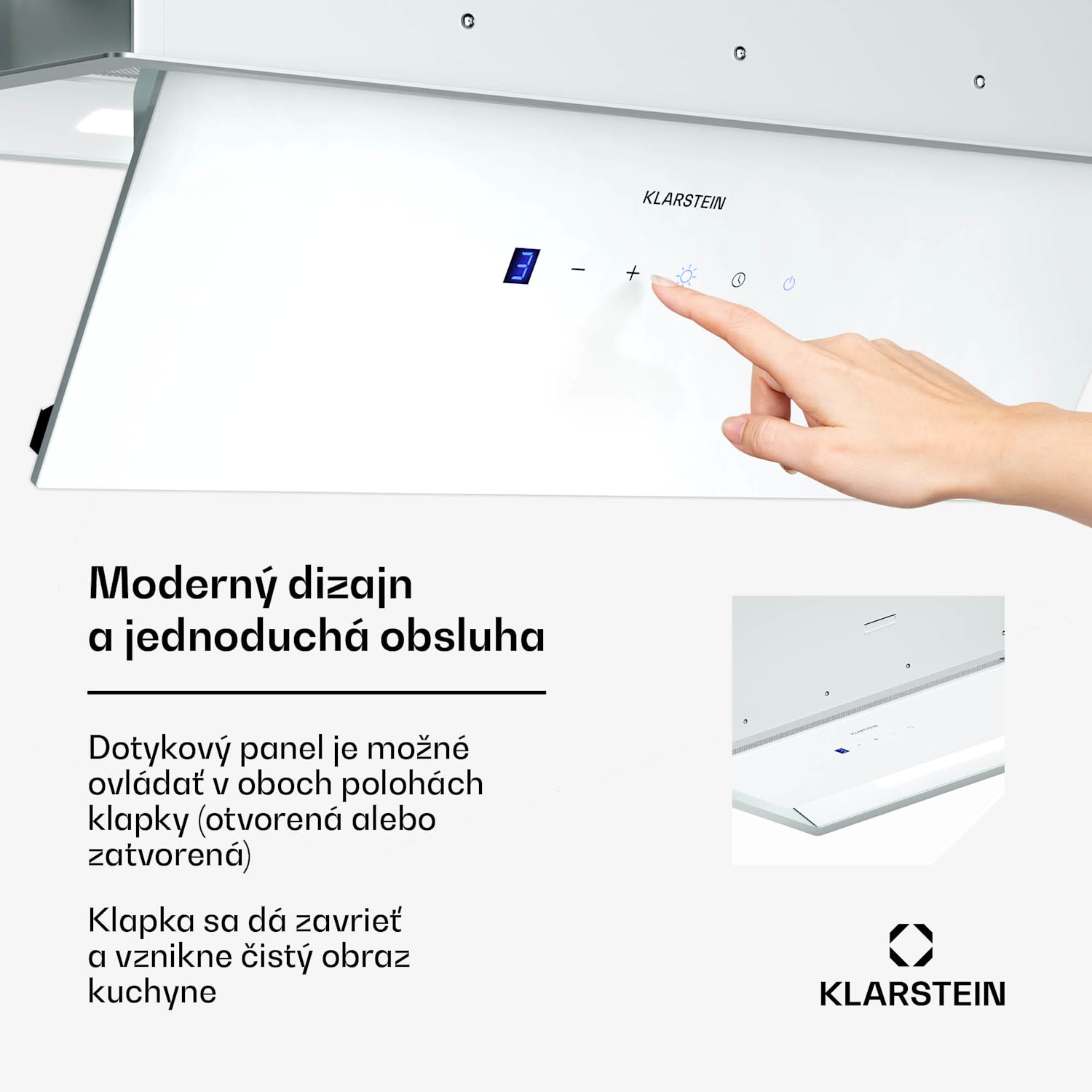 Ventimate digestor, dotykové ovládanie, odsávanie/recirkulácia, EEK A+, 3 úrovne, LED, tichý 60 cm | Biela