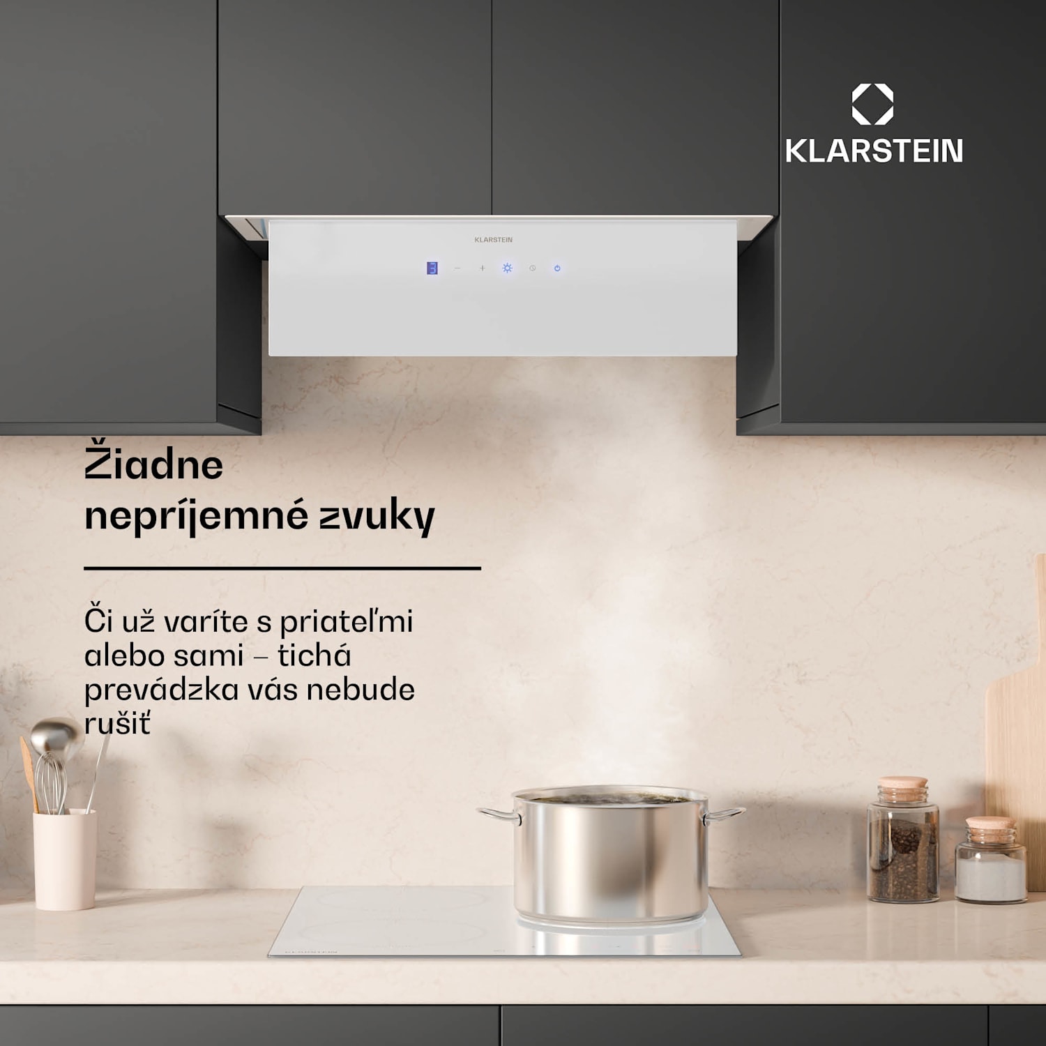 Ventimate digestor, dotykové ovládanie, odsávanie/recirkulácia, EEK A+, 3 úrovne, LED, tichý 60 cm | Biela