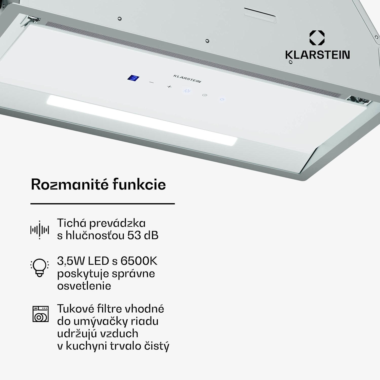 Ventimate digestor, dotykové ovládanie, odsávanie/recirkulácia, EEK A+, 3 úrovne, LED, tichý 60 cm | Biela