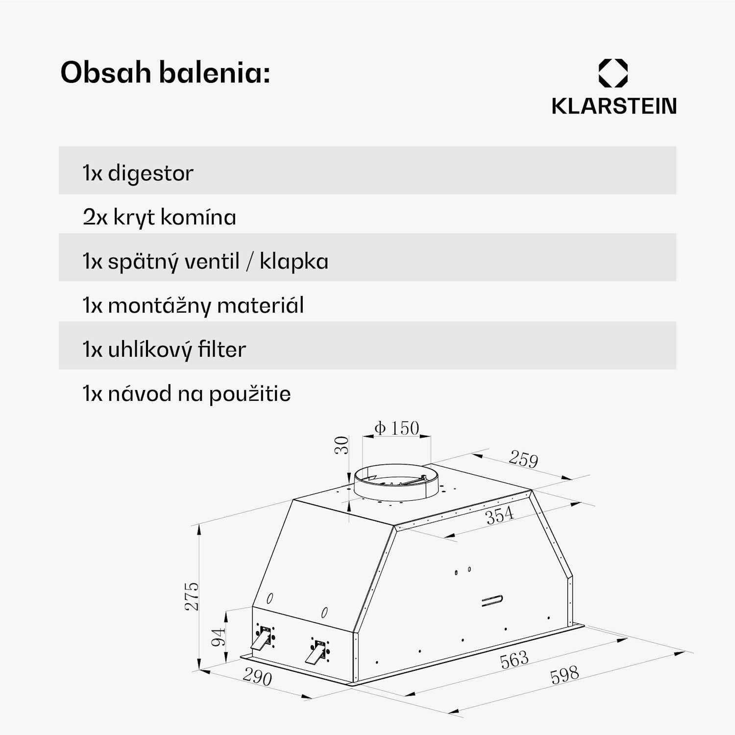 Ventimate digestor, dotykové ovládanie, odsávanie/recirkulácia, EEK A+, 3 úrovne, LED, tichý 60 cm | Biela