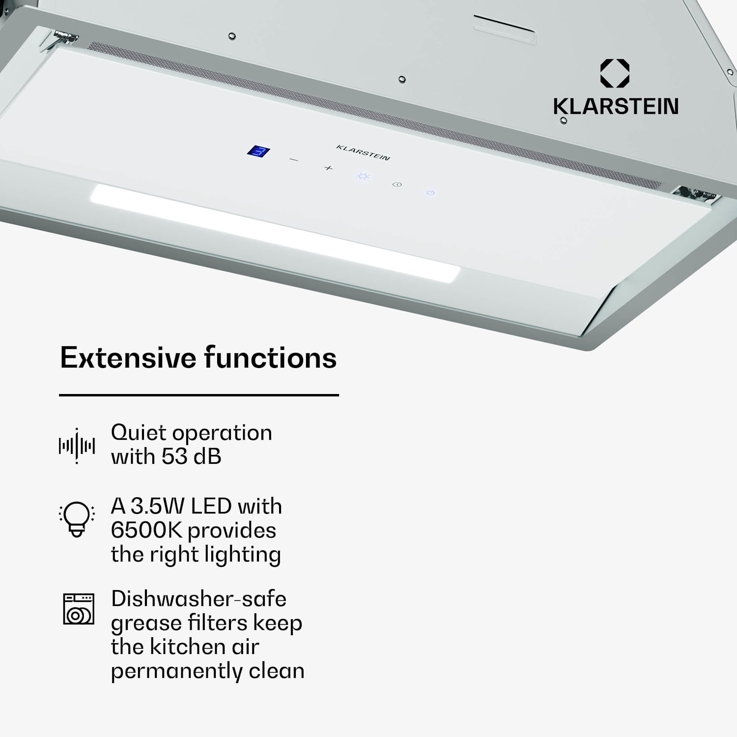 Ventimate afzuigkap | touch bediening | afvoer/recirculatie | EEK A+ | 3 standen | LED | stil 60 cm | Wit