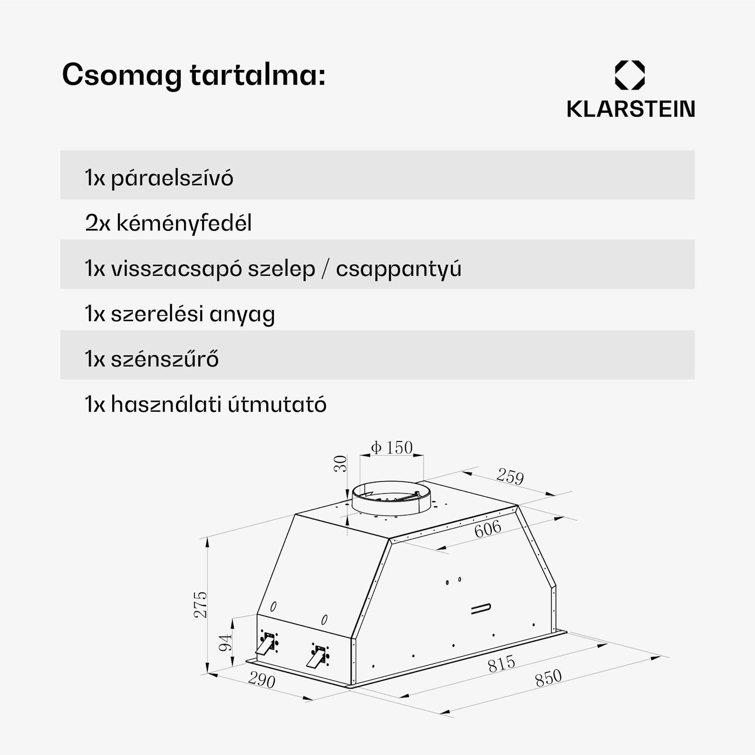 Ventimate páraelszívó, érintéses vezérlés, elszívás/keringtetés, EEK A+, 3 szint, LED, csendes 85 cm | Fehér