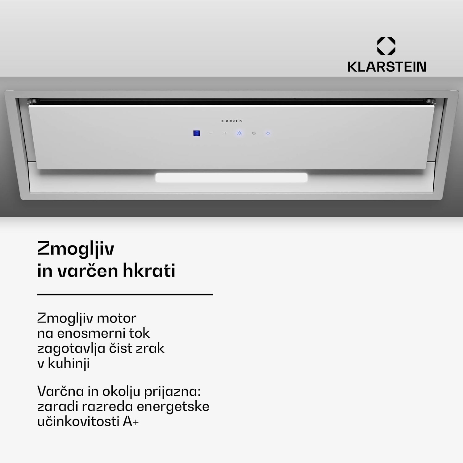 Ventimate kuhinjska napa, upravljanje na dotik, odsesavanje/recirkulacija, EEK A+, 3 stopnje, LED, tiha 85 cm | Bela