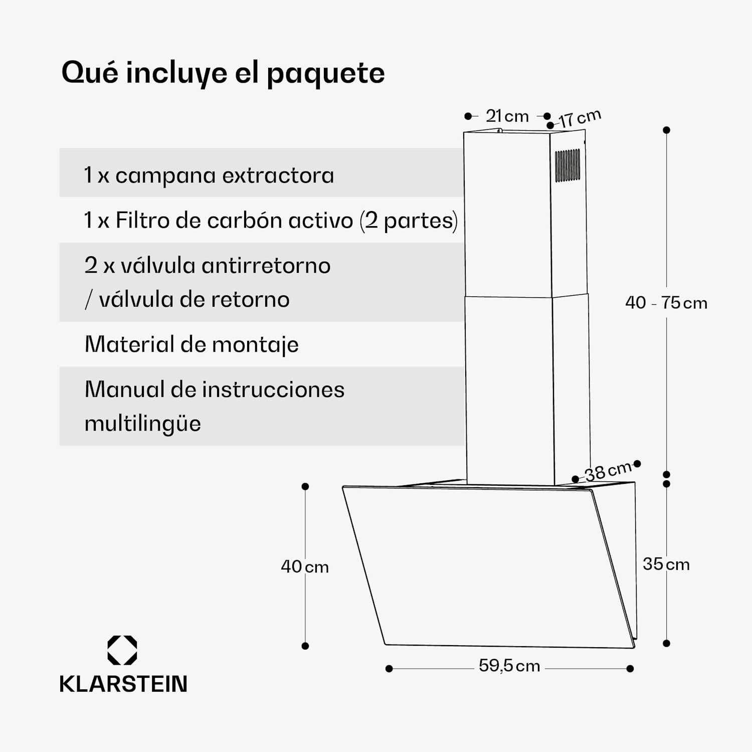 Campana extractora FlashLine | A++ | 524m³/h | 3 niveles | táctil | silenciosa | LED | extracción/recirculación | 100 W 60 cm | Negro | Negro