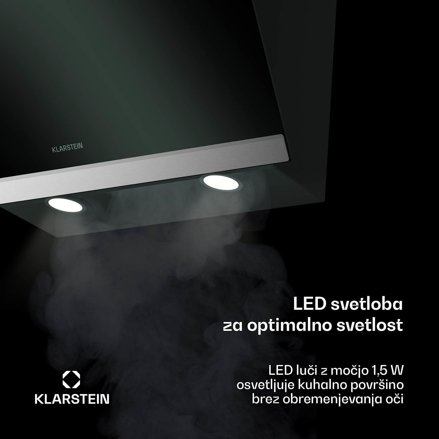 FlashLine kuhinjska napa, A++, 524 m³/h, 3 stopnje, dotik, tiho, LED, ekstrakcija/recirkulacija, 100 W 60 cm | Črna | Črna