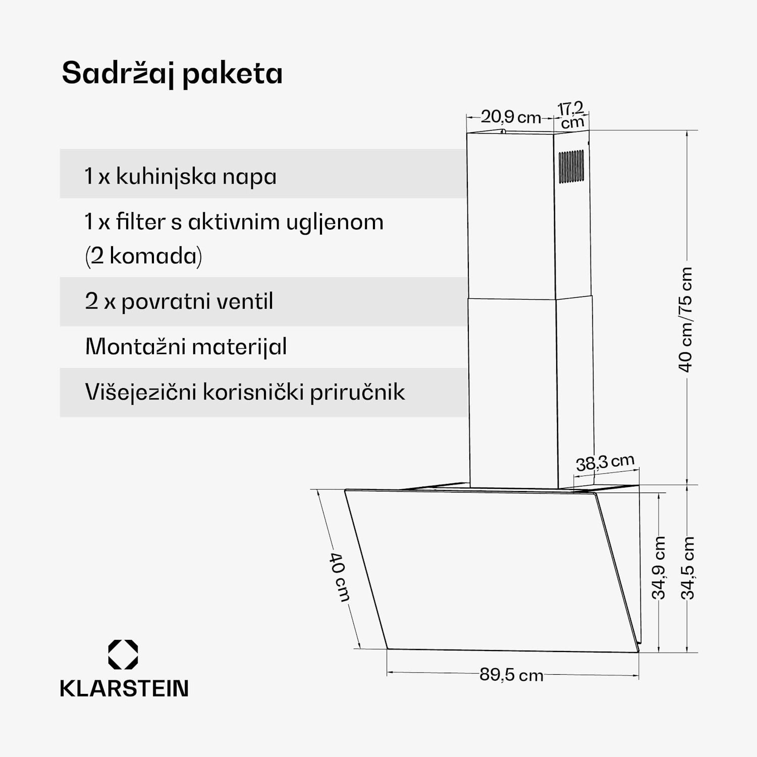 FlashLine napa, A++, 524 m³/h, 3 razine, dotaknuti, tiho, LED, ekstrakcija/recirkulacija, 100 W 90 cm | Crna | Crna