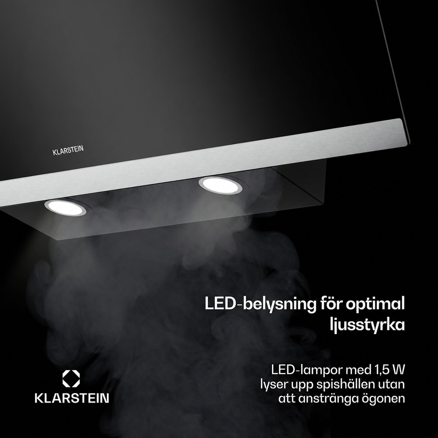 FlashLine fläktkåpa | A++ | 578 m³/h | 3 steg | Touch | tyst | LED | frånluft/cirkulation | 100W 90 cm | Svart | Silver