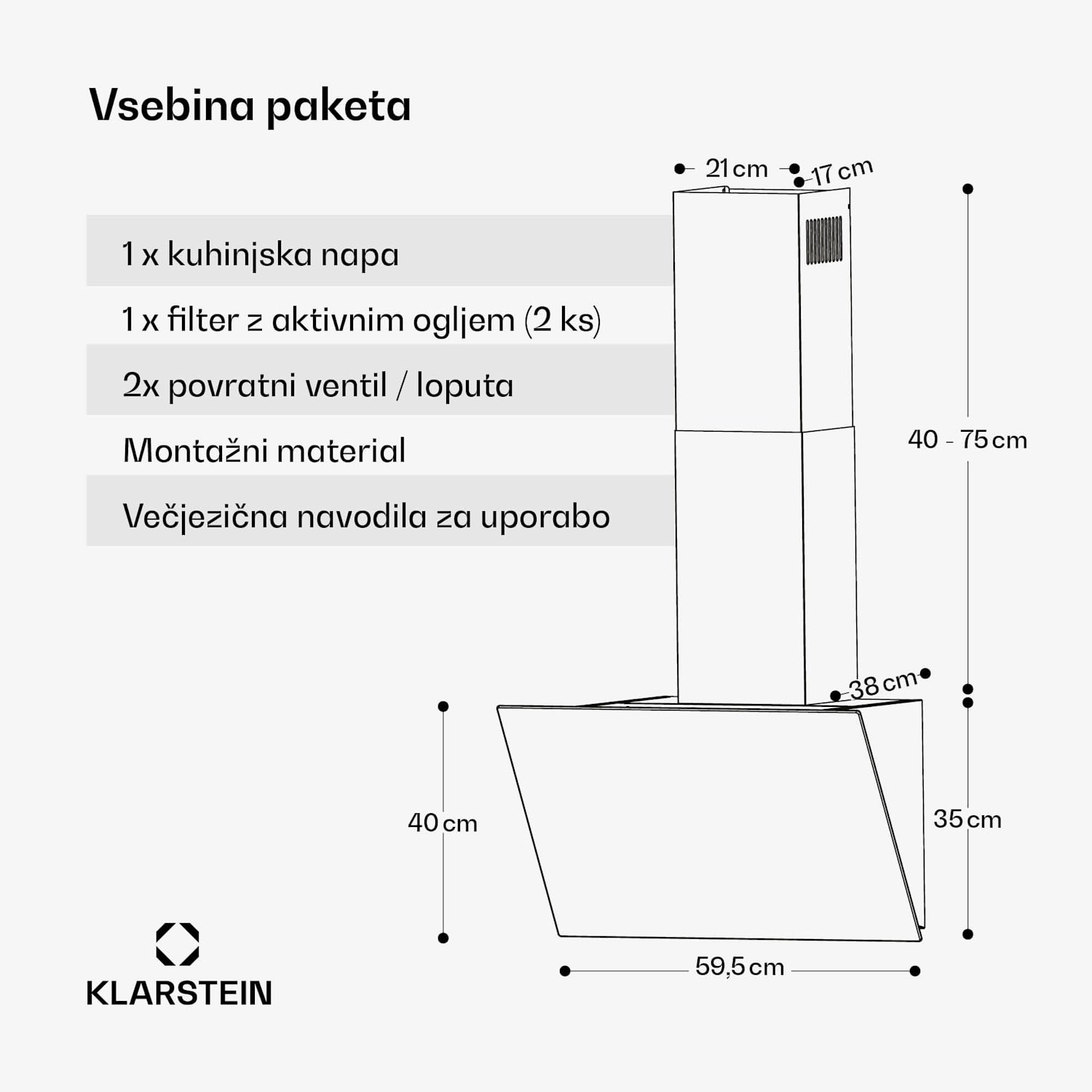 FlashLine kuhinjska napa, A++, 524 m³/h, 3 stopnje, dotik, tiho, LED, ekstrakcija/recirkulacija, 100 W 60 cm | Bela | Bela