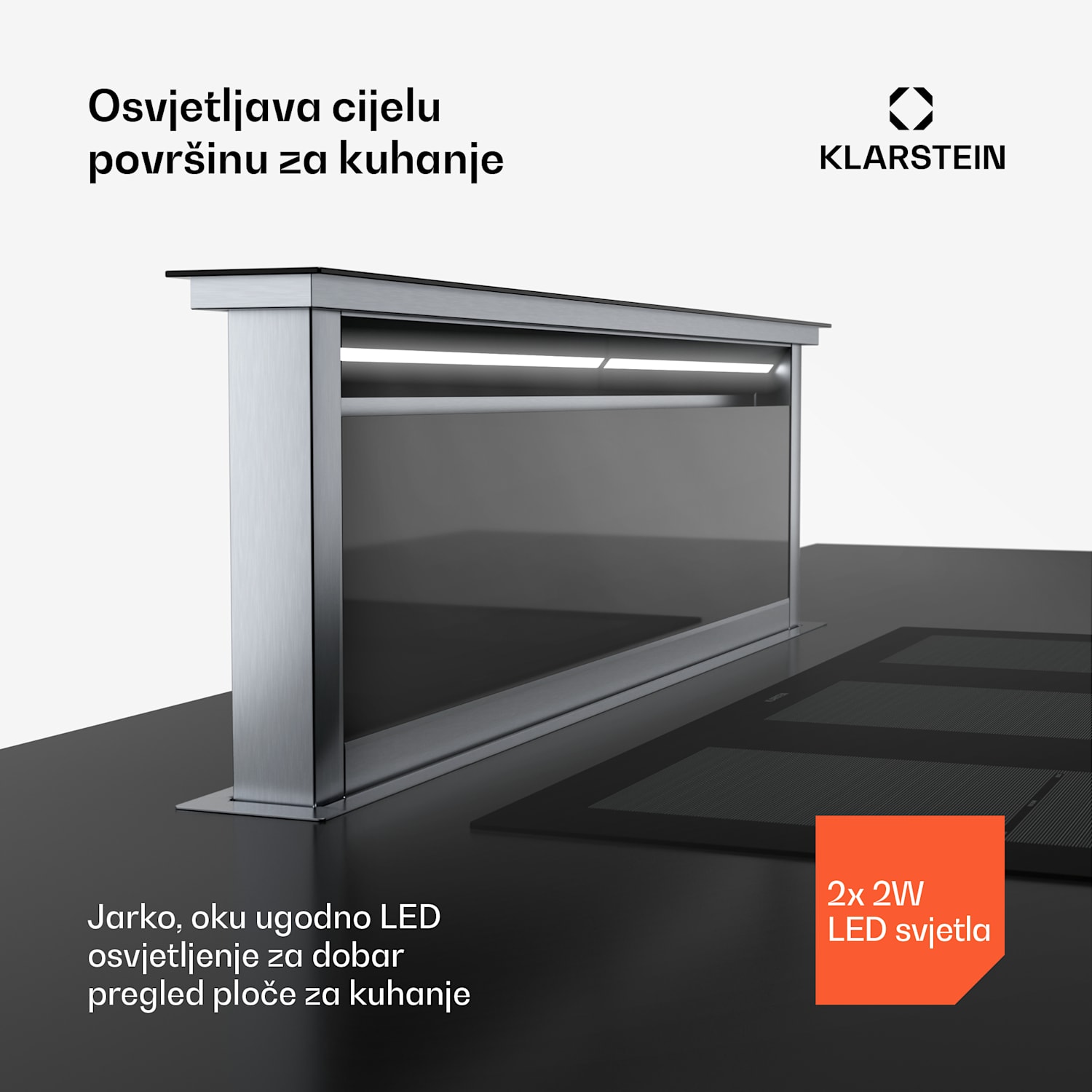 Royal Flush Eco napa, 840 m³/h protoka zraka, koso, EEK A, 64 dB, LED diode 120 cm | Crna | Nehrđajući čelik