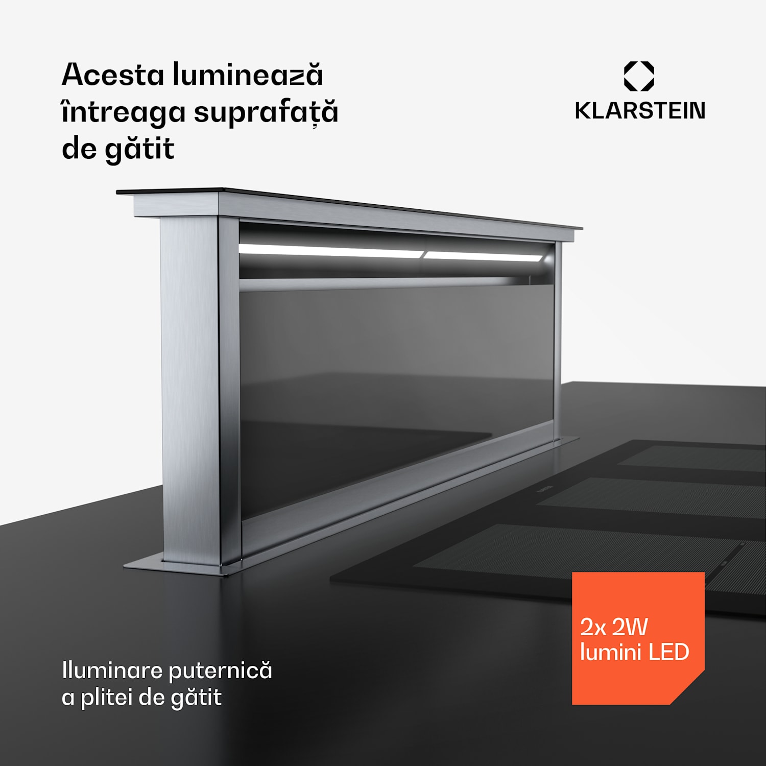 Hota Royal Flush Eco, 840 m³/h debit de aer, , EEK A, 64 dB, LED 120 cm | Negru | Oțel inoxidabil