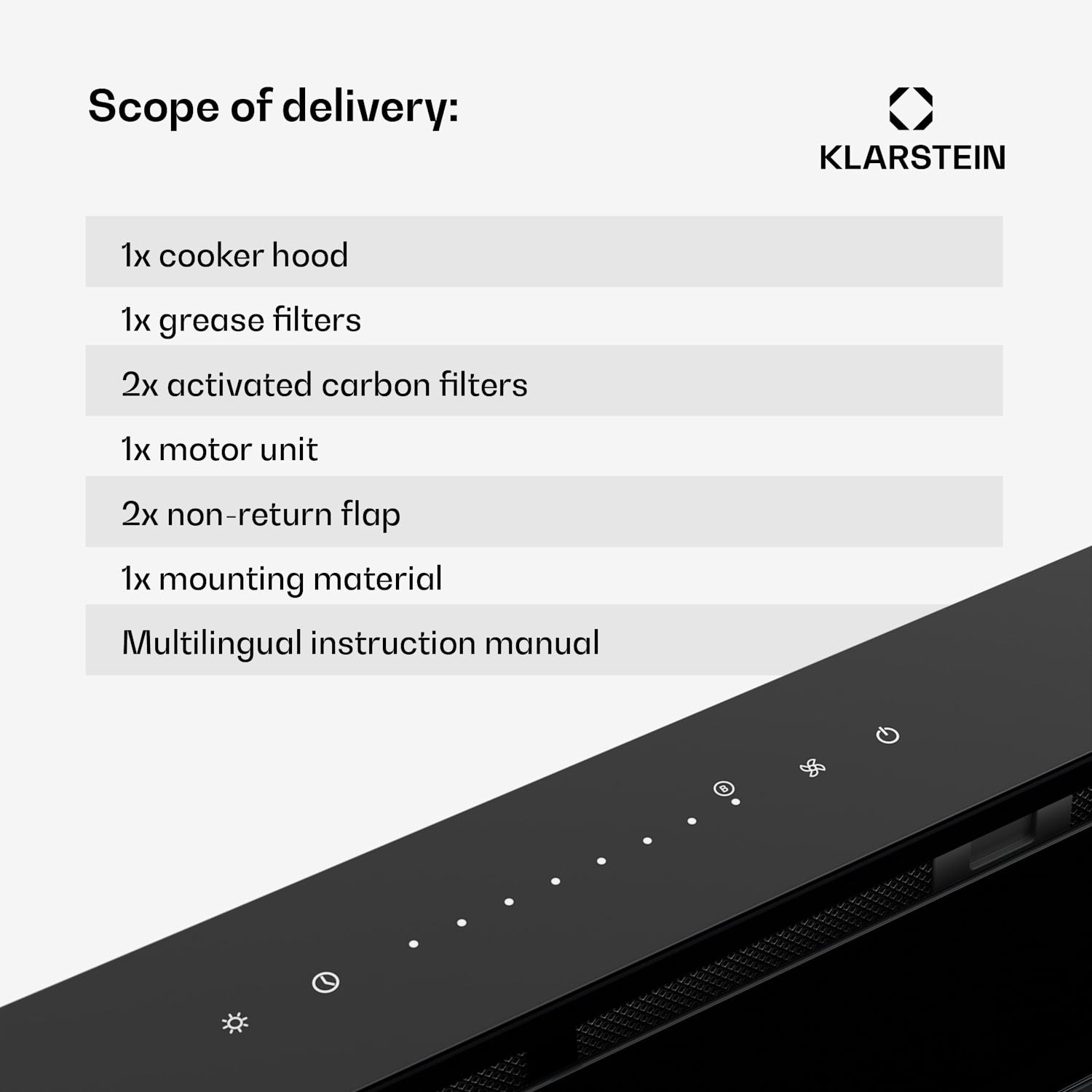 Royal Flush Eco afzuigkap | 840 m³/h luchtstroom | schuin model | EEK A | 64 dB | led 120 cm | Zwart | Roestvrij Staal