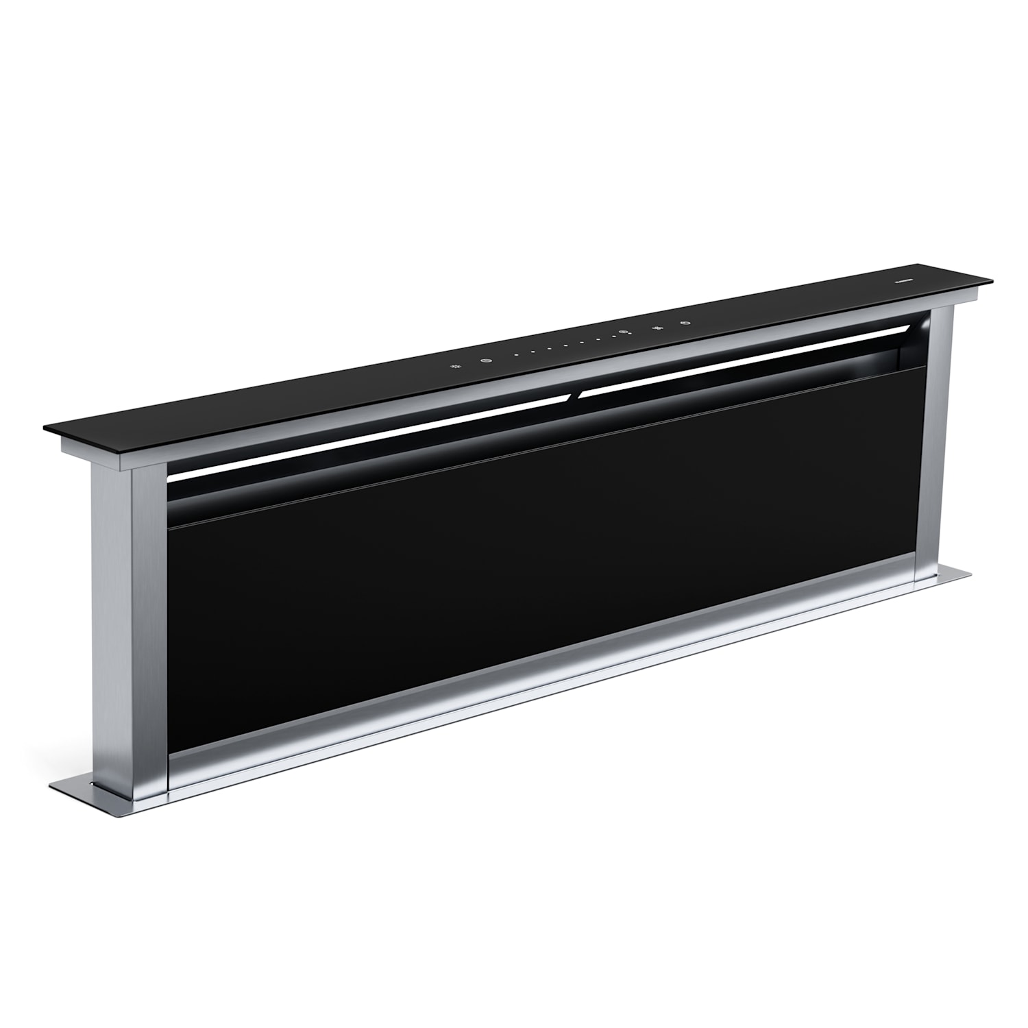 Royal Flush Eco elszívó, 840 m³/h légáram, ferde, EEK A, 64 dB, LED 120 cm | Fekete | Rozsdamentes acél