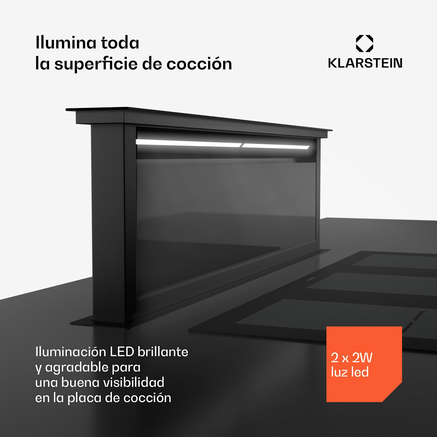 Campana extractora Royal Flush Eco | 842 m³/h caudal de aire | sin cabezal | CEE A | 70 dB | LED 120 cm | Negro | Negro