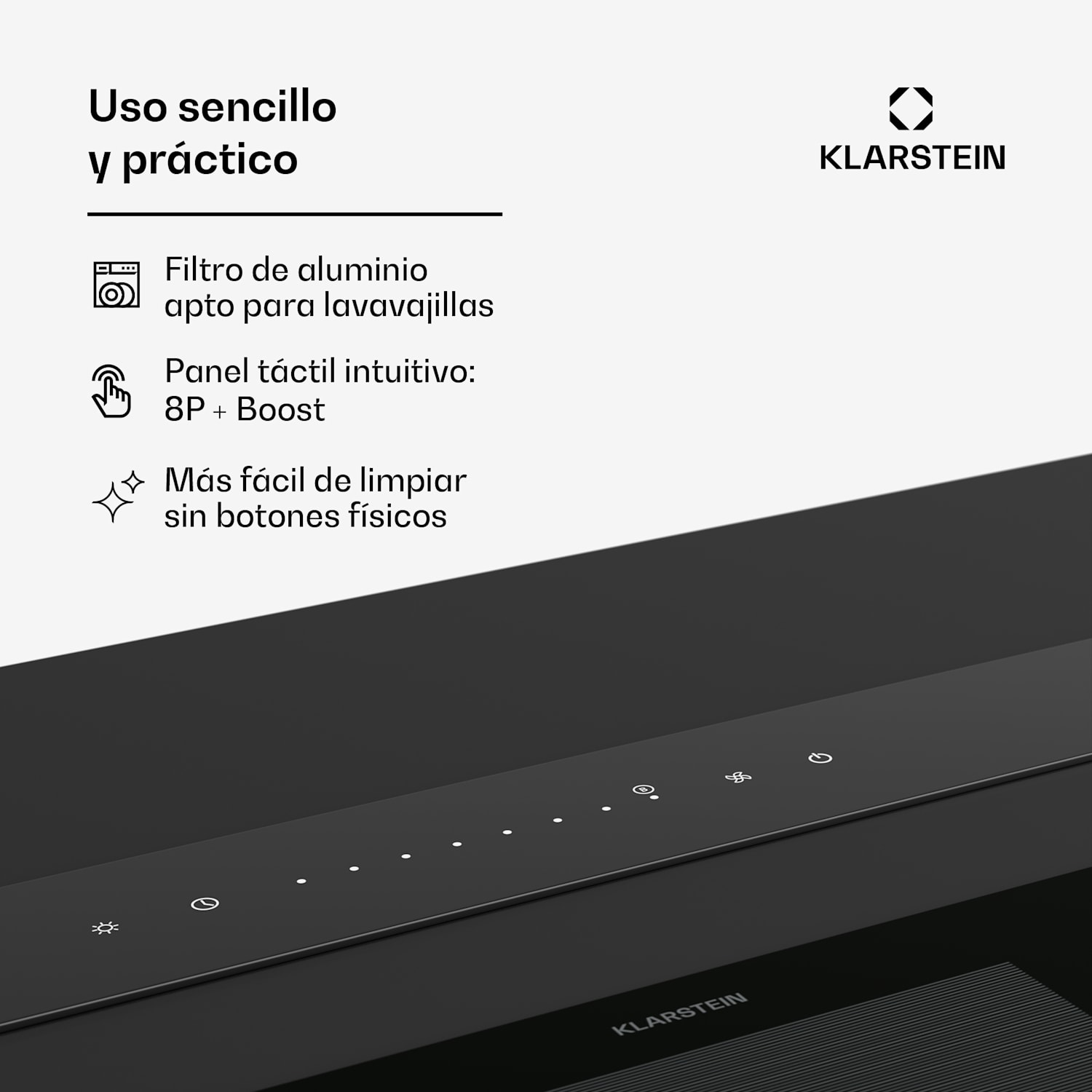 Campana extractora Royal Flush Eco | 842 m³/h caudal de aire | sin cabezal | CEE A | 70 dB | LED 120 cm | Negro | Negro