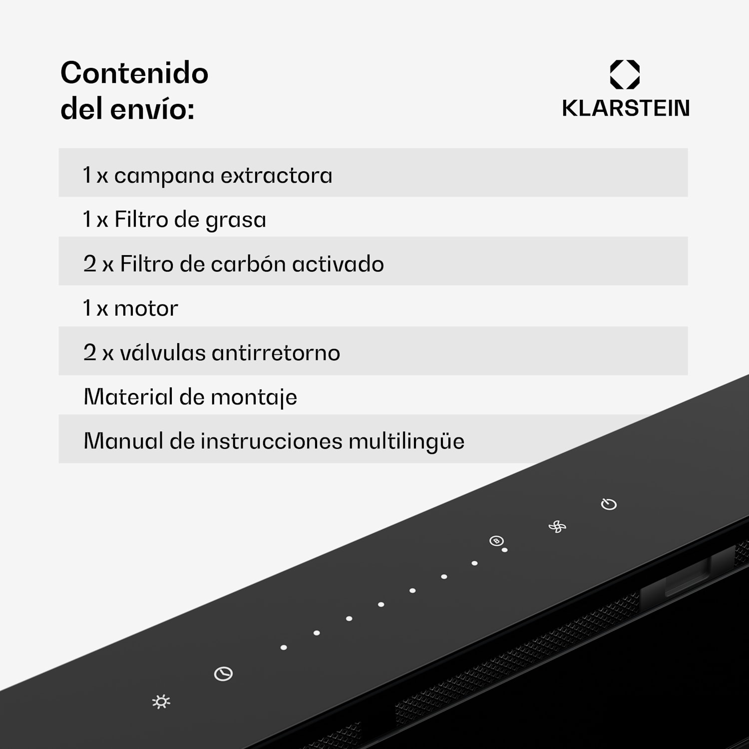 Campana extractora Royal Flush Eco | 842 m³/h caudal de aire | sin cabezal | CEE A | 70 dB | LED 120 cm | Negro | Negro
